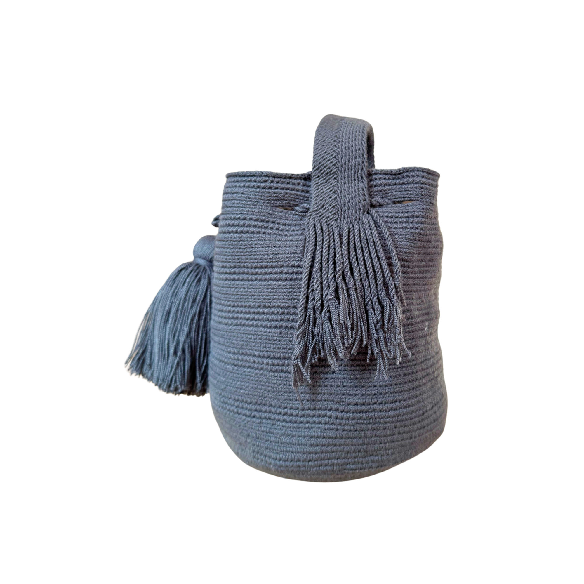 Medium Unicolor Wayuu Mochila Bag | Gray | Woven Crossbody | Handmade | Boho | Handmade in Colombia