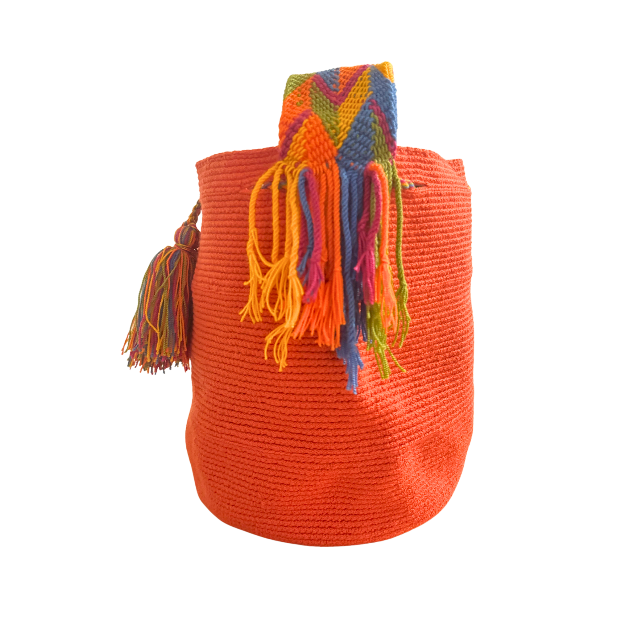 Large Unicolor Wayuu Mochila Bag | Salmon Orange | Handmade in Colombia