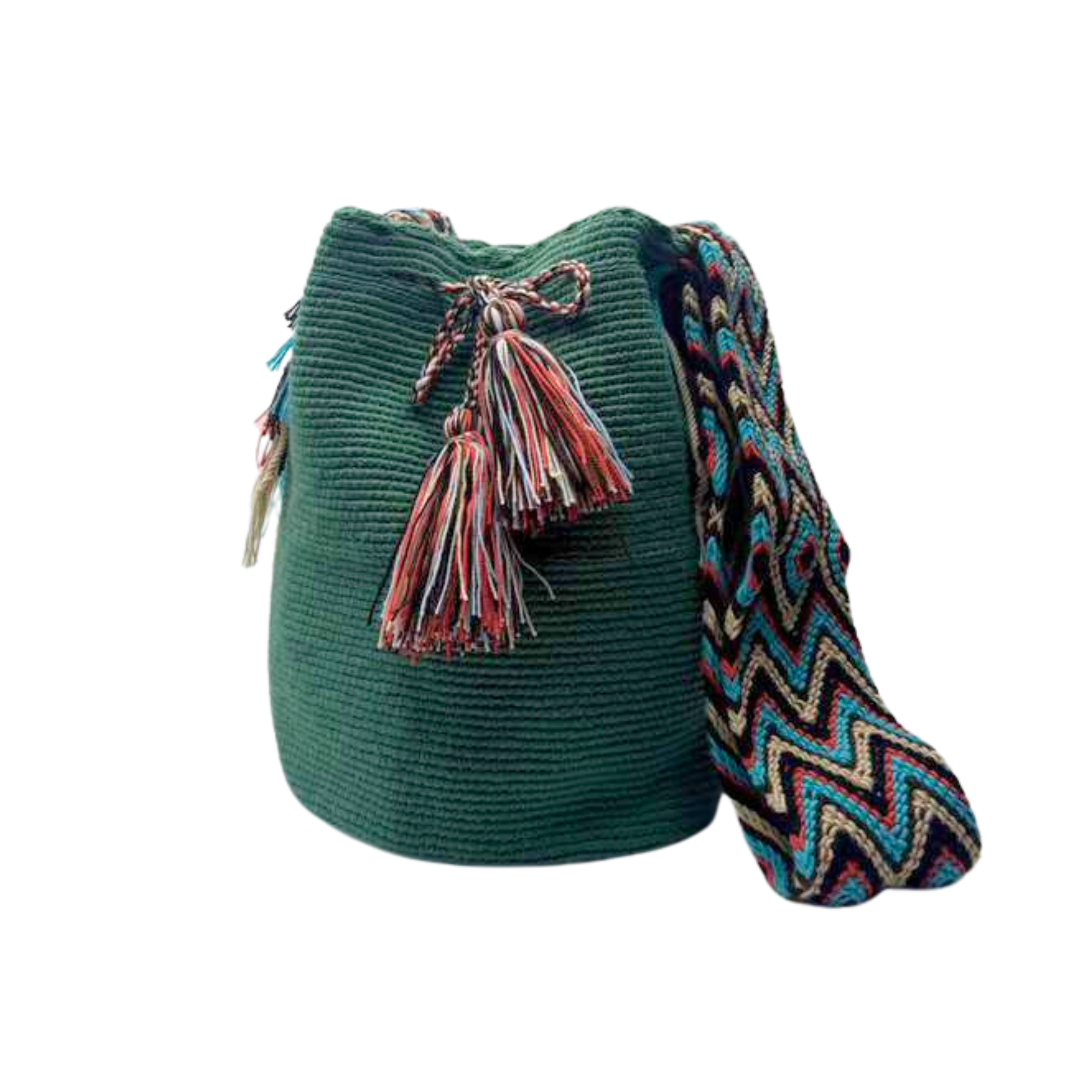 Large Unicolor Wayuu Mochila Bag | Green | Handmade in Colombia
