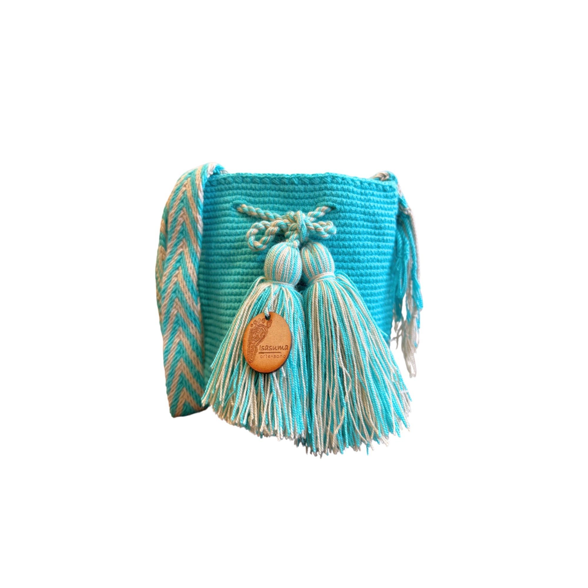 Mini Traditional Wayuu Mochila Bag | Woven Crossbody | Handmade | Teal