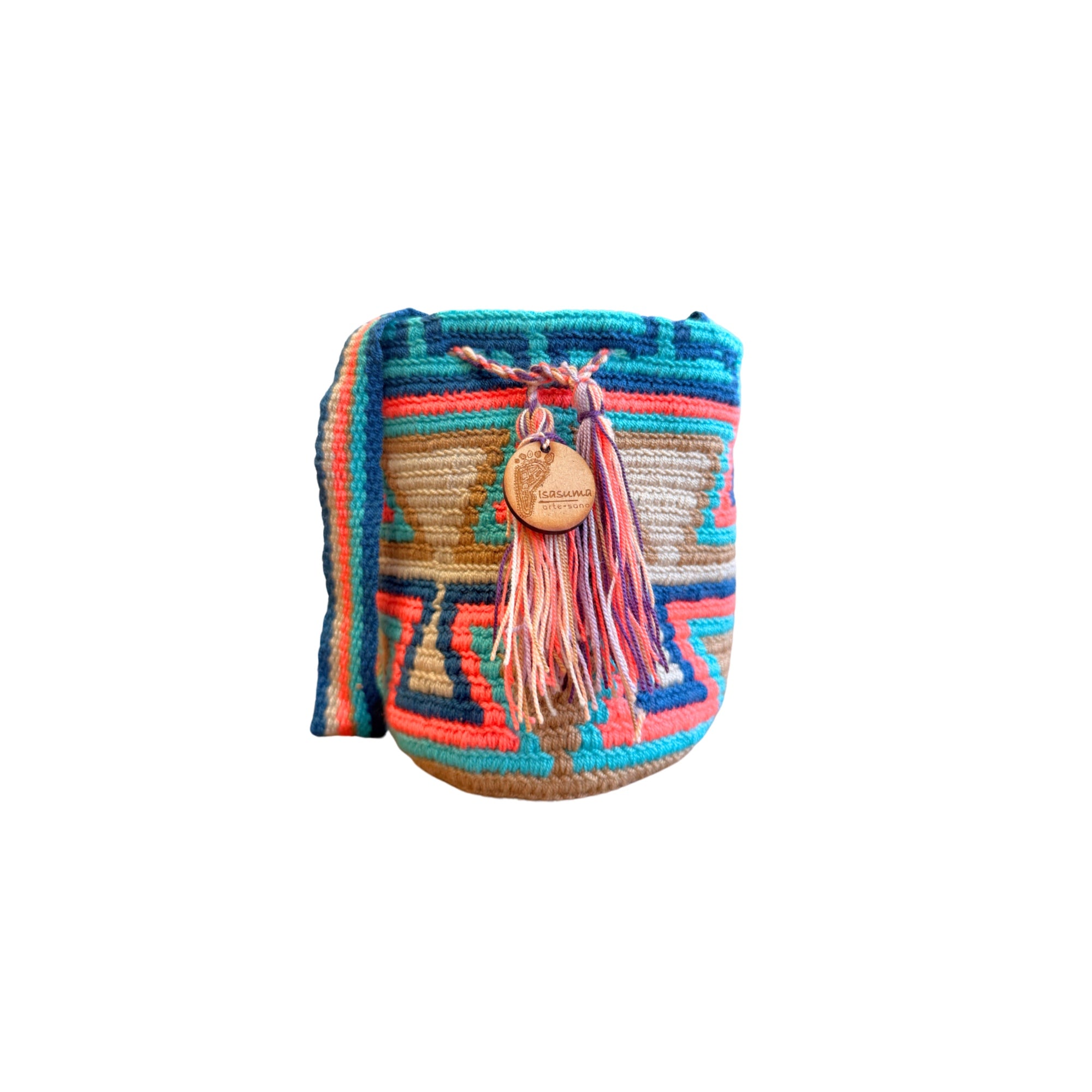 Mini Traditional Wayuu Mochila Bag | Woven Crossbody | Handmade | Blue and Teal