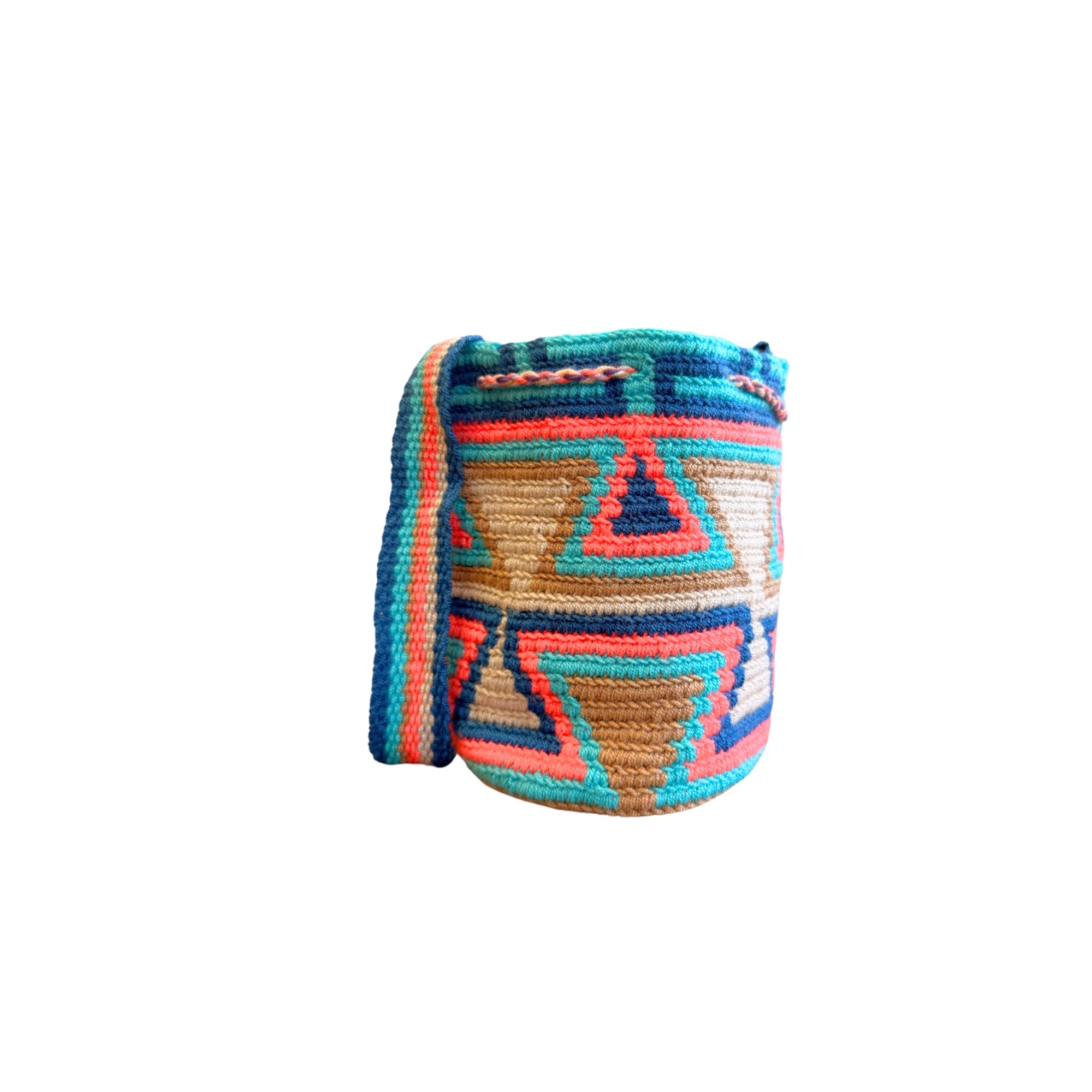 Mini Traditional Wayuu Mochila Bag | Woven Crossbody | Handmade | Blue and Teal