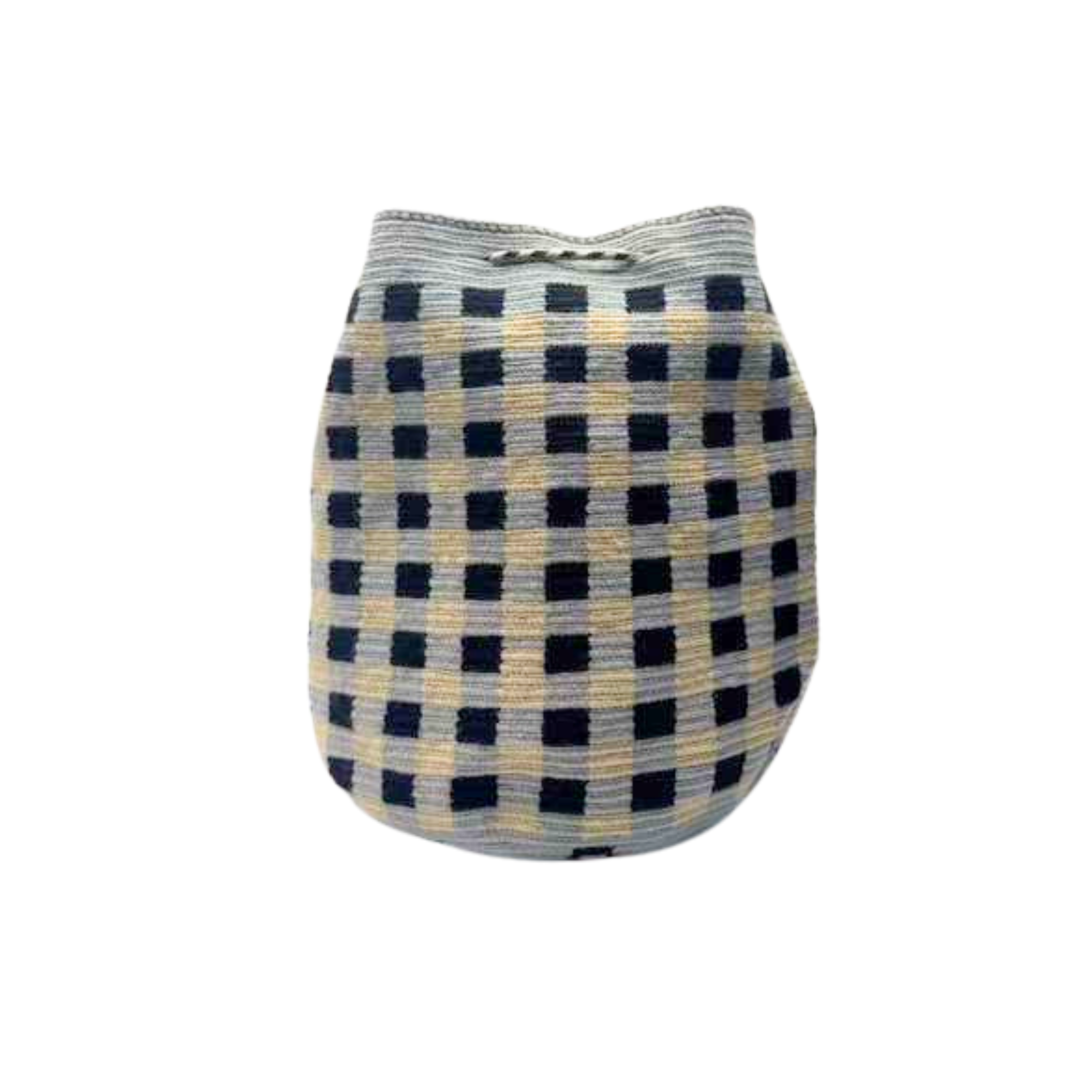 Wayuu mochila bag | Large Traditional Deluxe | Grey, black and Beige Squares
