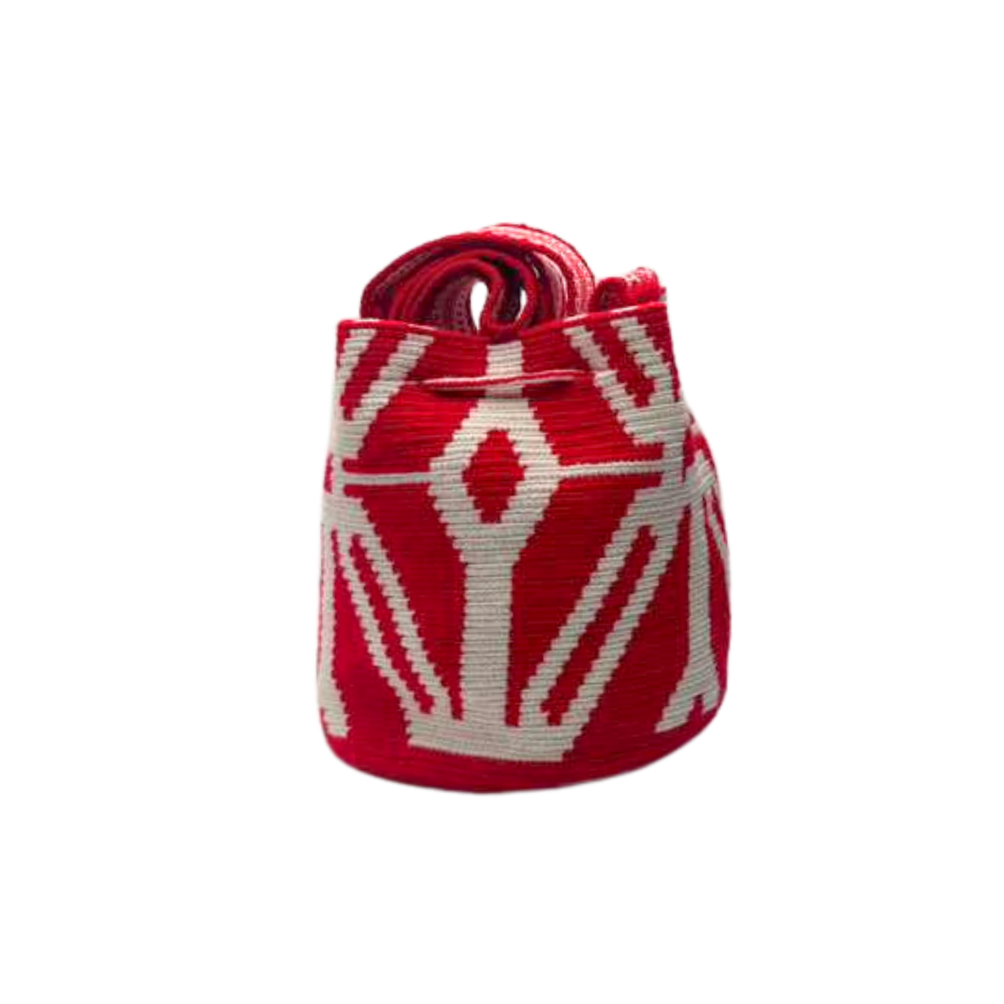 Wayuu mochila bag | Medium Tradicional Deluxe | Red and White