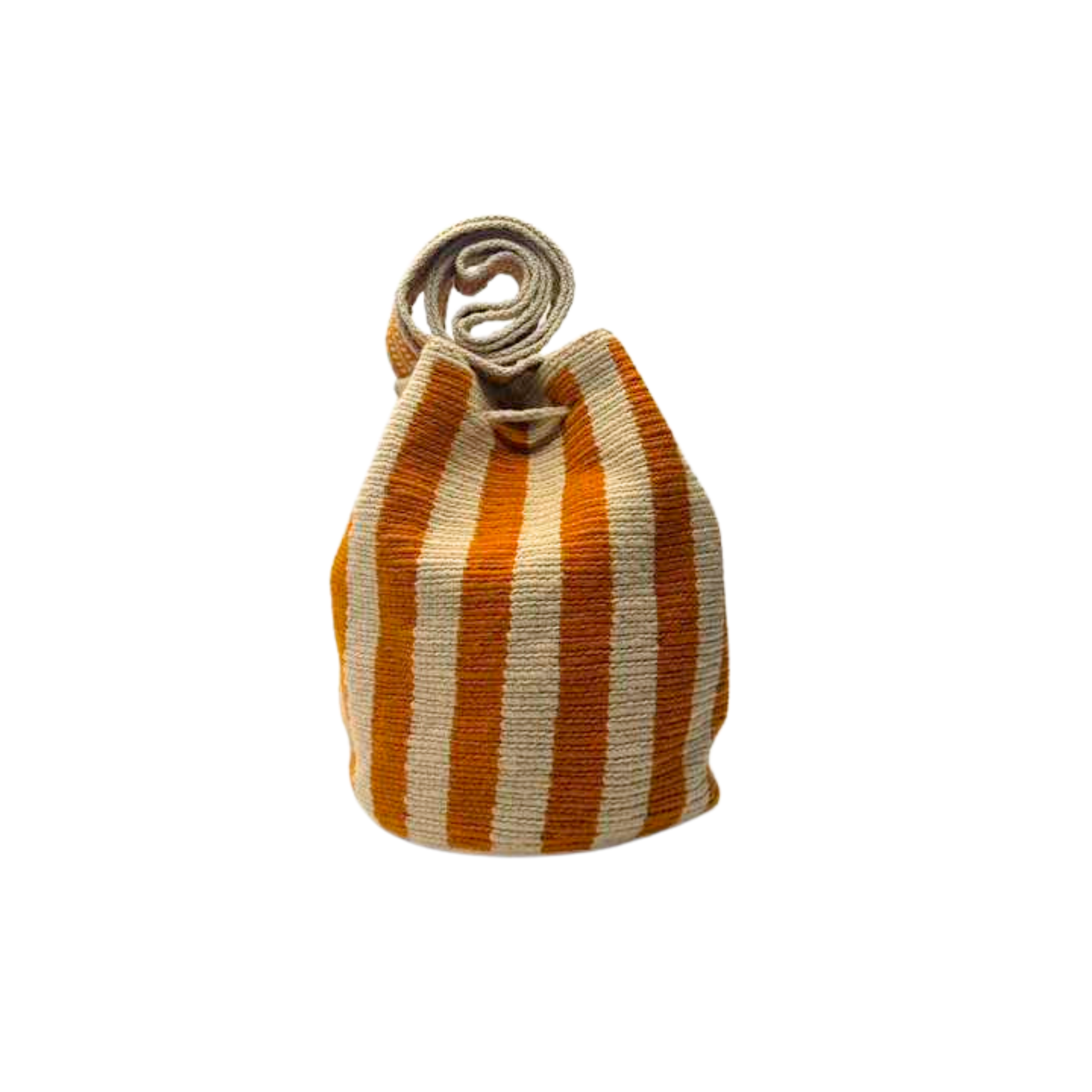 Wayuu mochila bag | Medium Tradicional Deluxe | Beige and Orange Lines