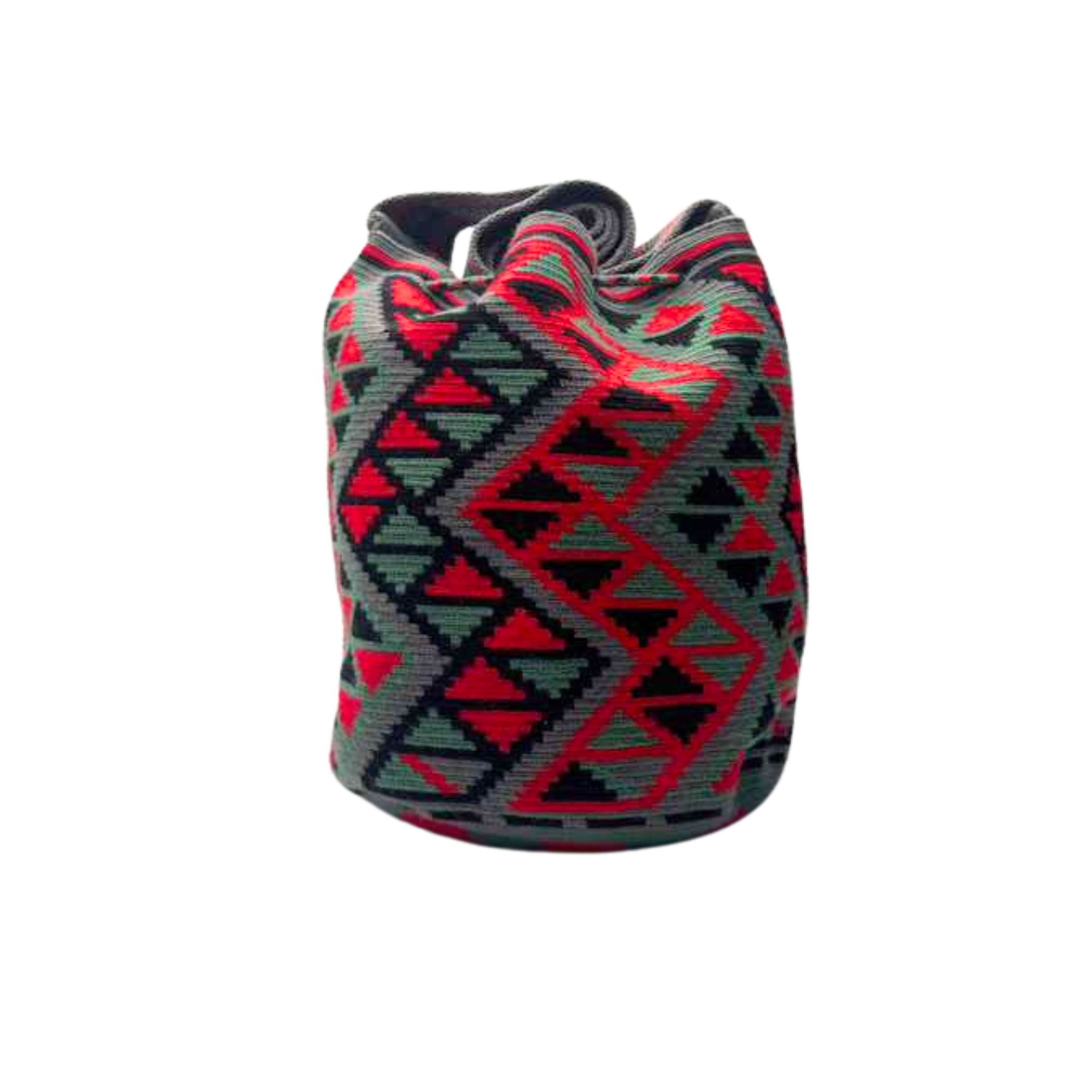 Wayuu mochila bag | Large Traditional Deluxe | Grey red and black