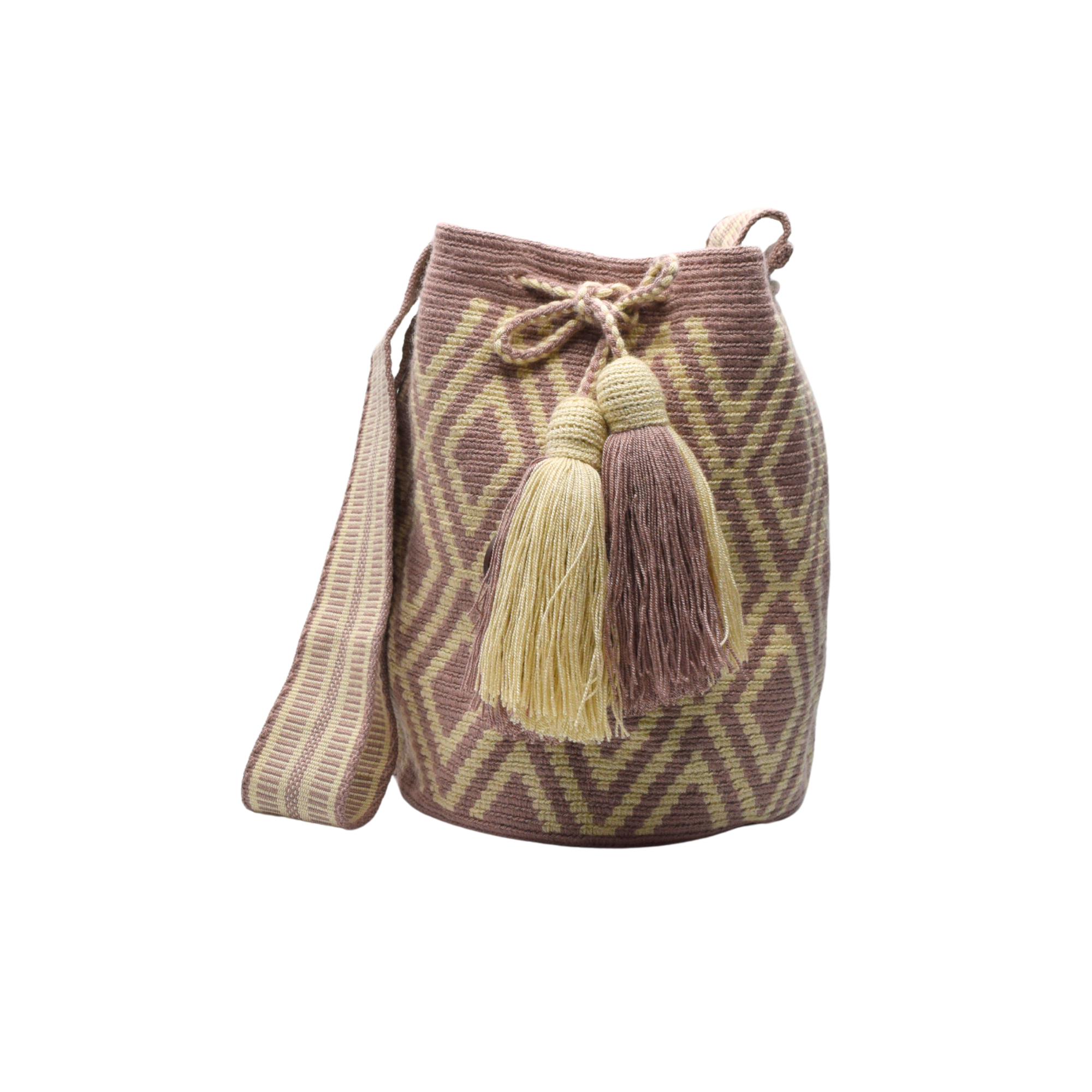 Wayuu mochila bag | Large Traditional Deluxe | Taupe and Beige