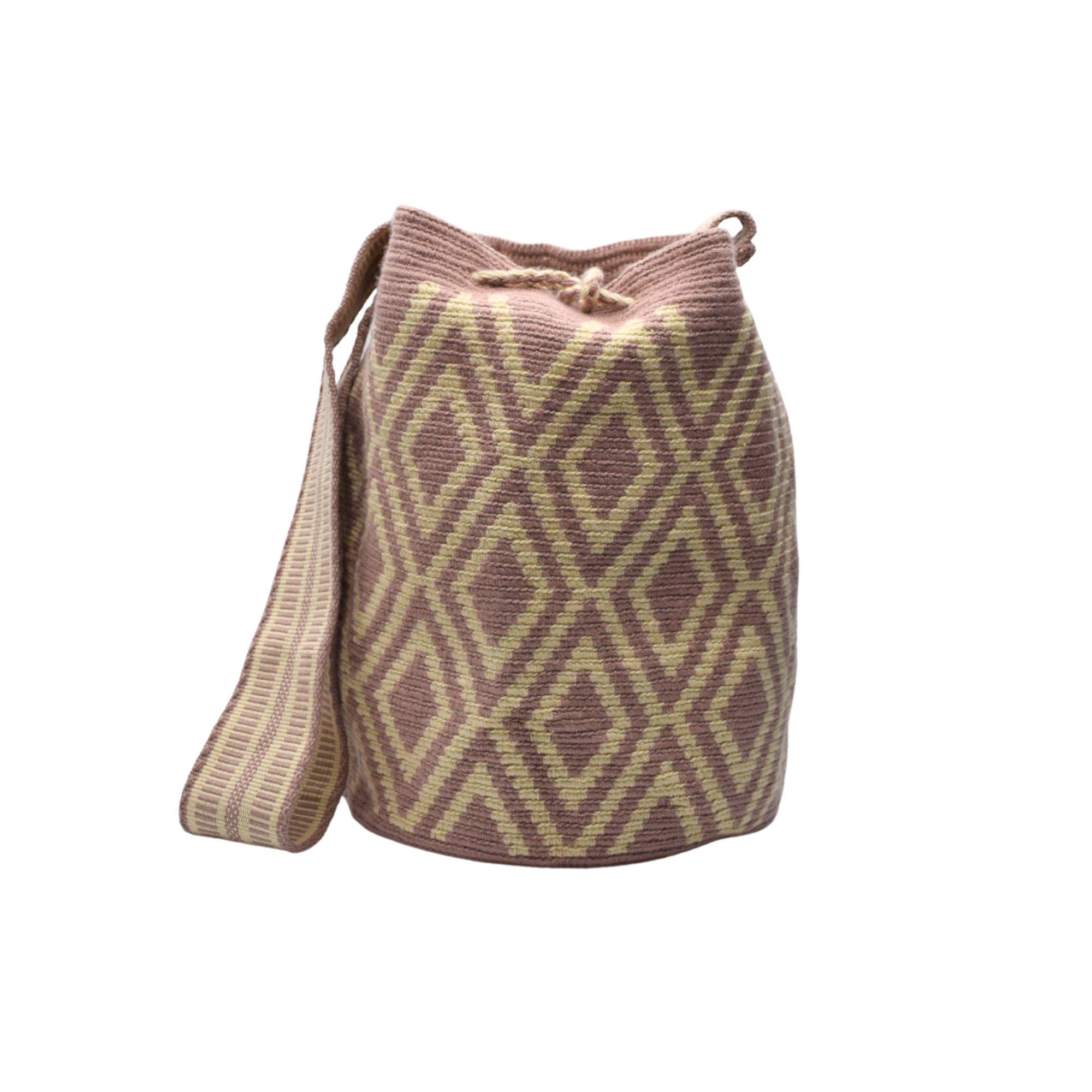 Wayuu mochila bag | Large Traditional Deluxe | Taupe and Beige