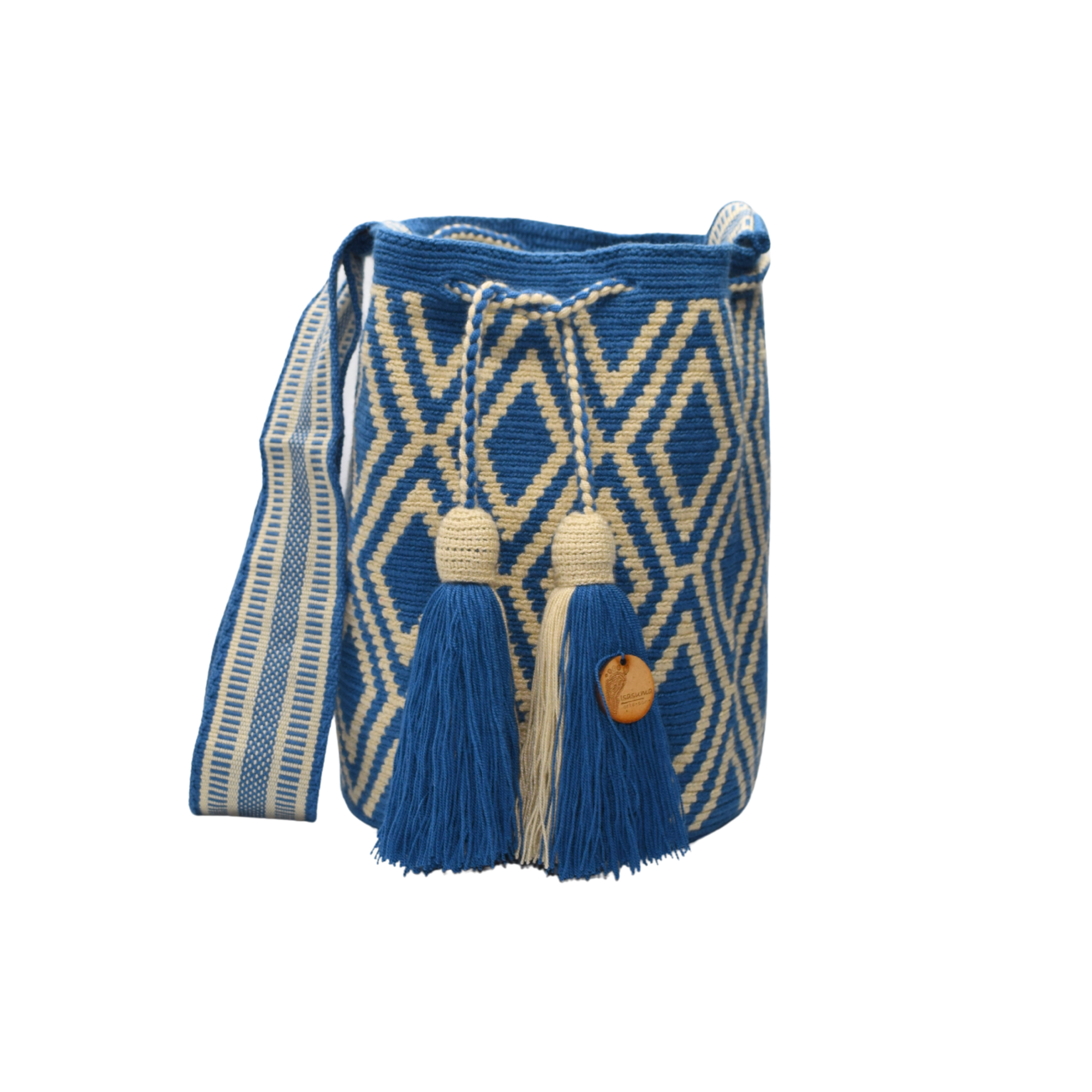 Wayuu mochila bag | Large Traditional Deluxe | Blue Rhombus