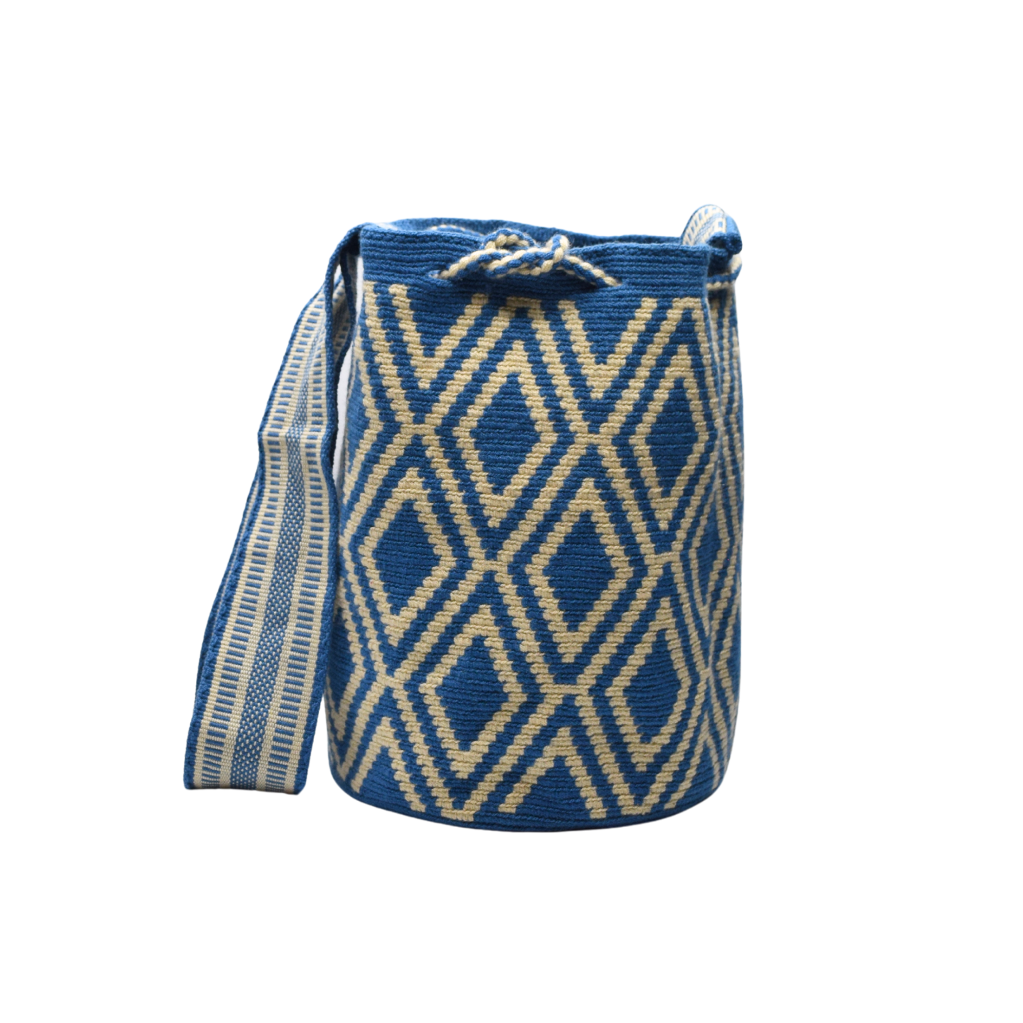Wayuu mochila bag | Large Traditional Deluxe | Blue Rhombus