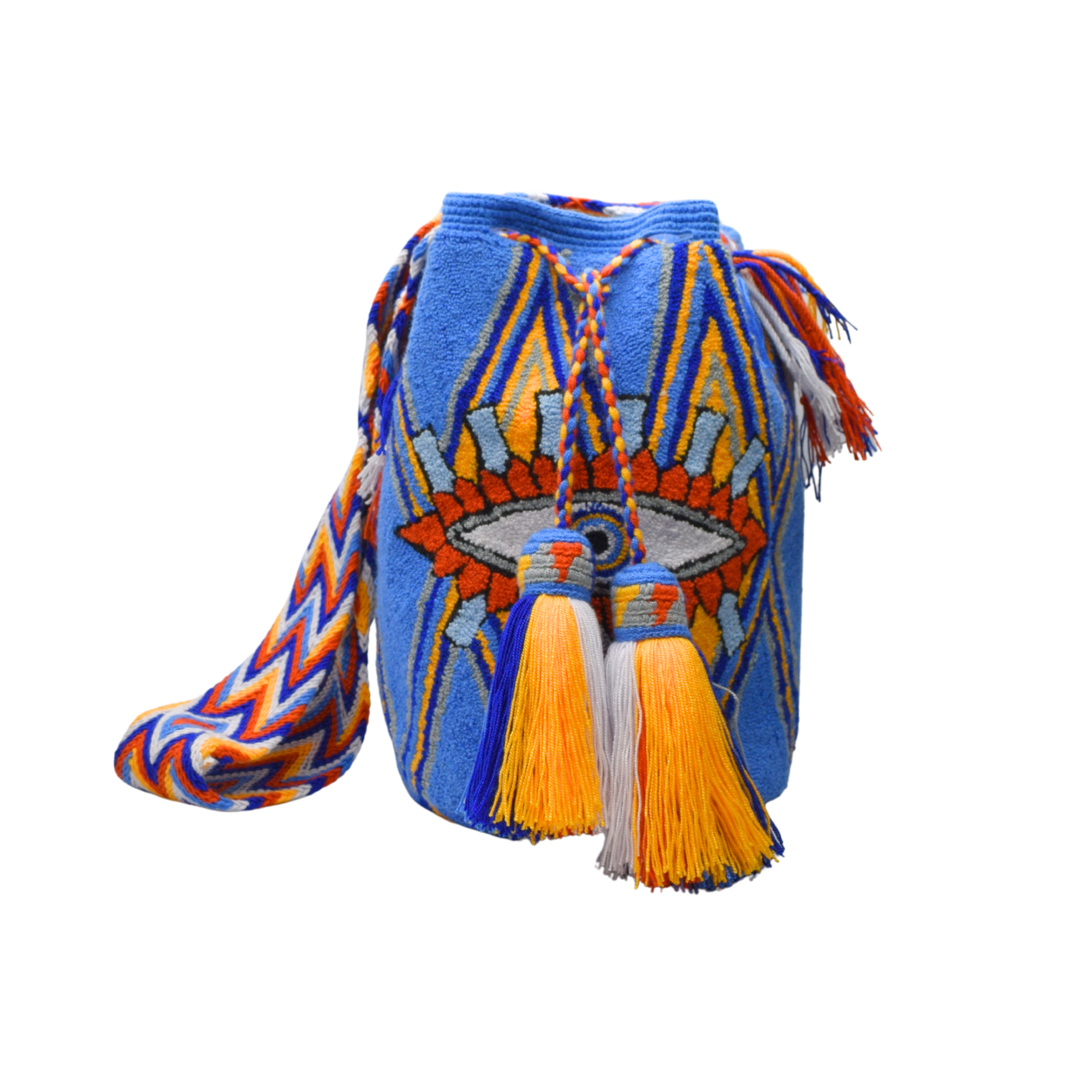 Wayuu mochila bag | Large Traditional Deluxe | Tapizada blue evil eye
