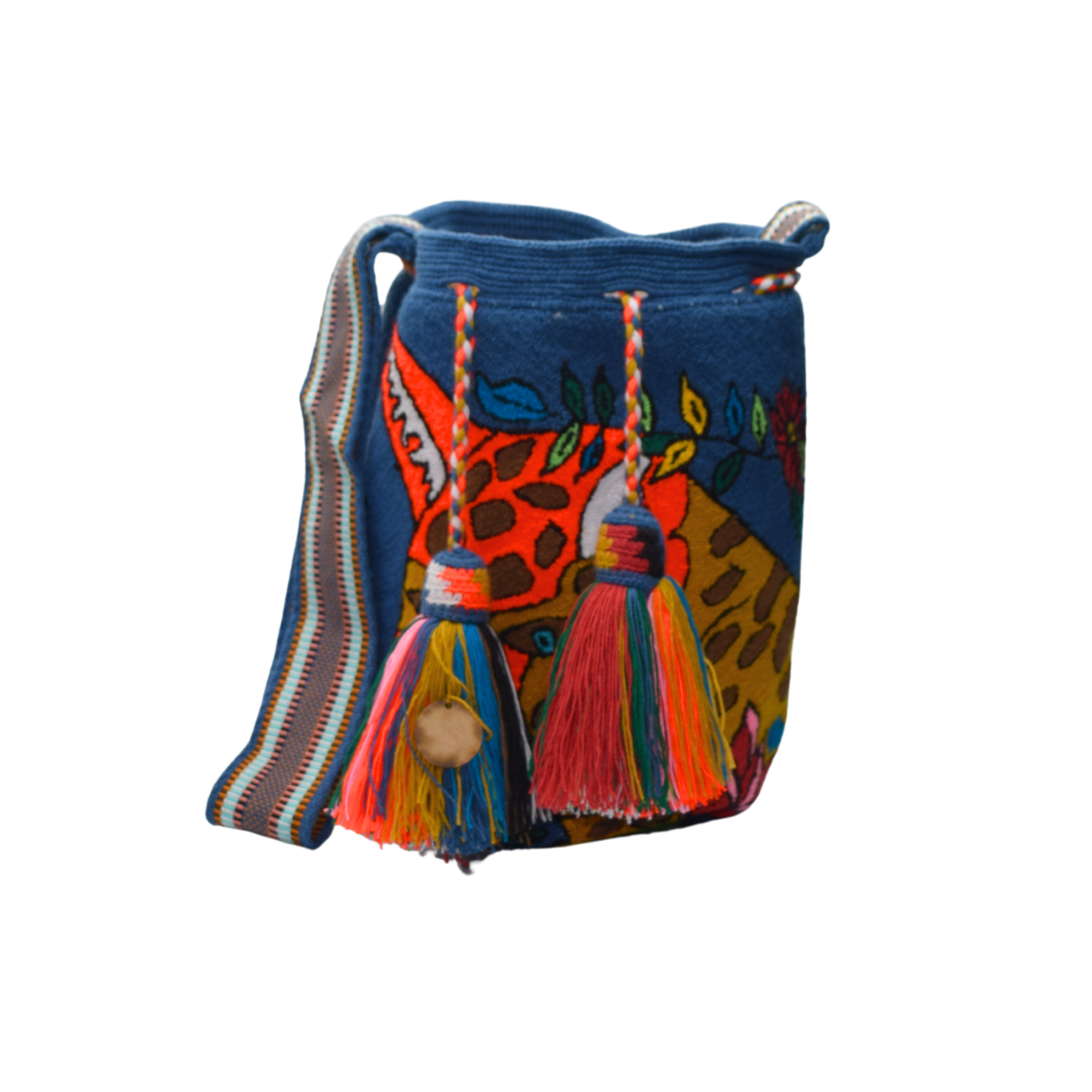 Wayuu mochila bag | Large Traditional Deluxe | Tapizada blue Jaguar