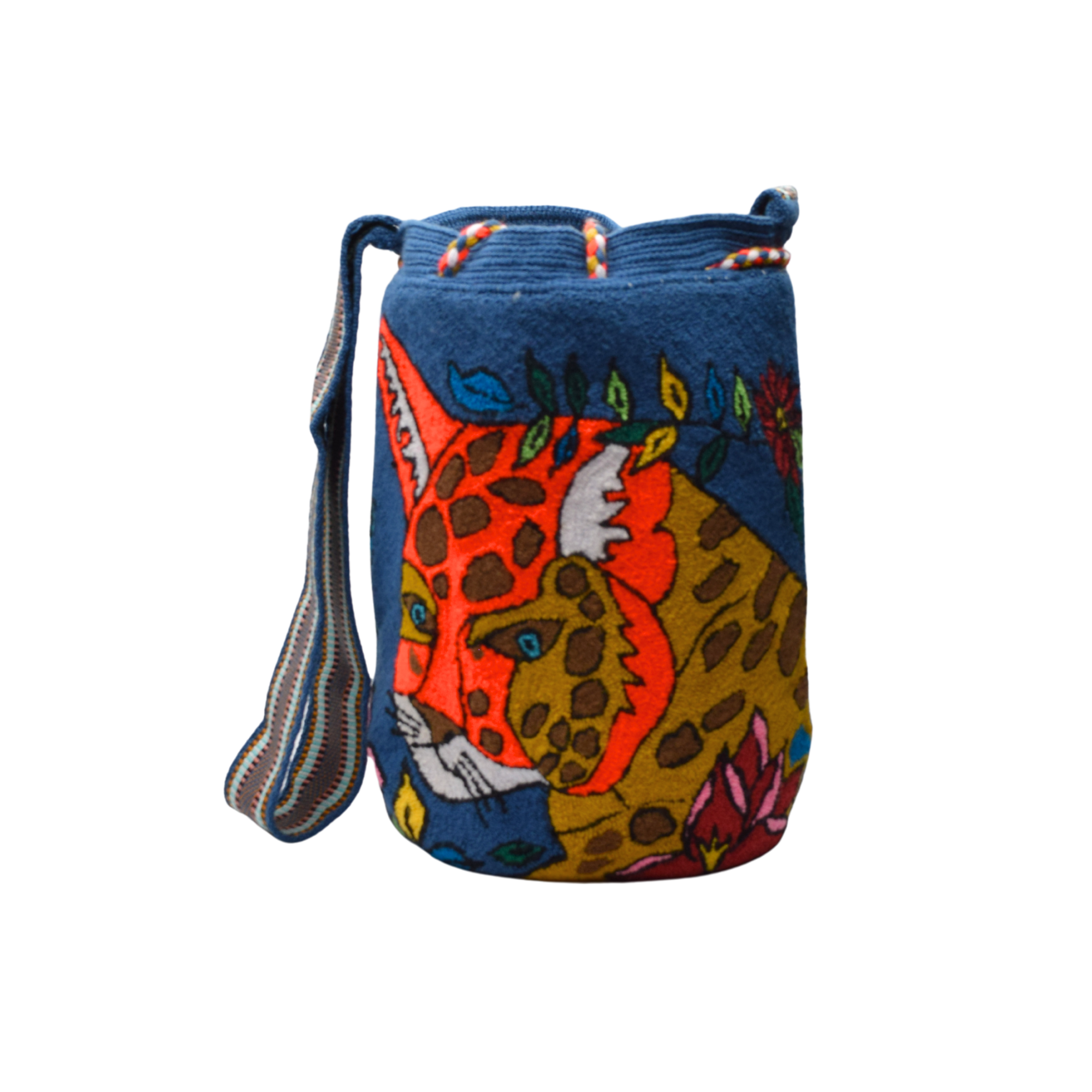 Wayuu mochila bag | Large Traditional Deluxe | Tapizada blue Jaguar
