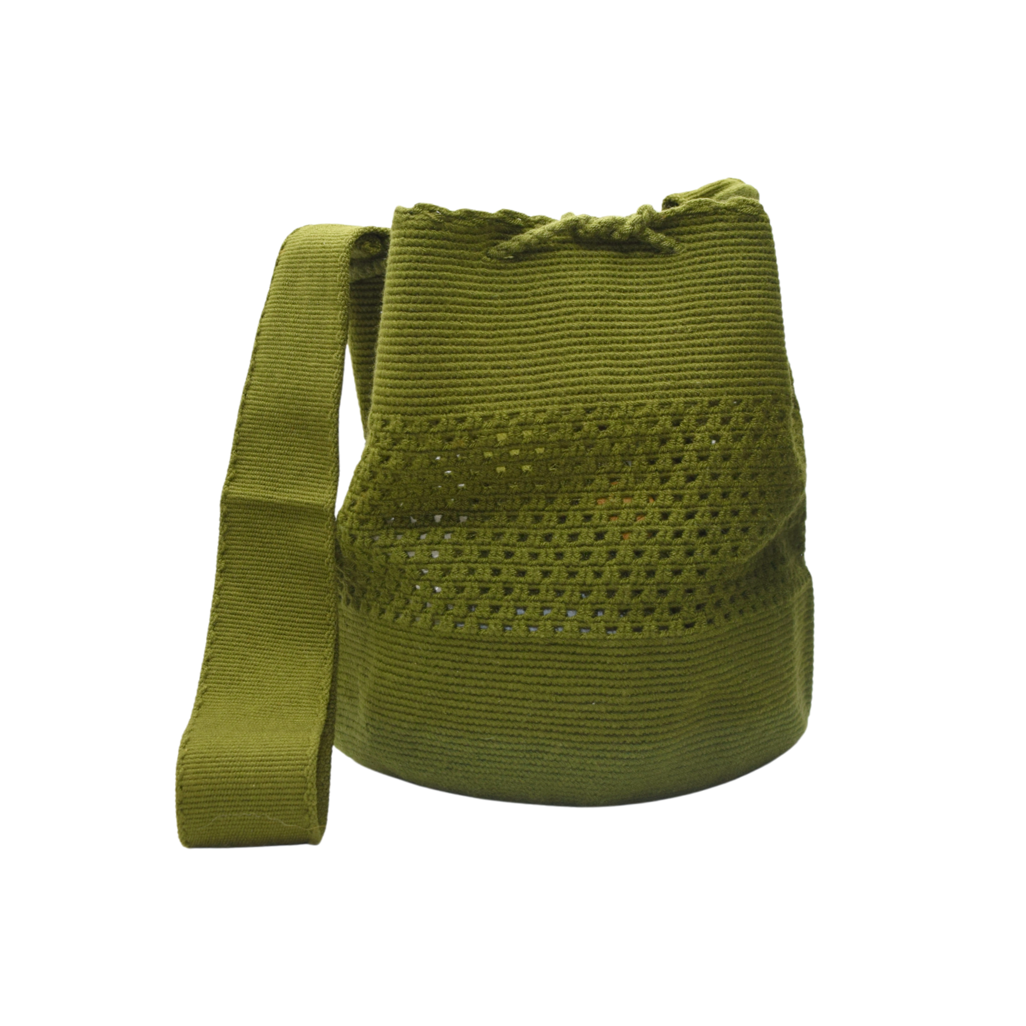 Wayuu mochila bag | Large Traditional Deluxe | Unicolor Army Green