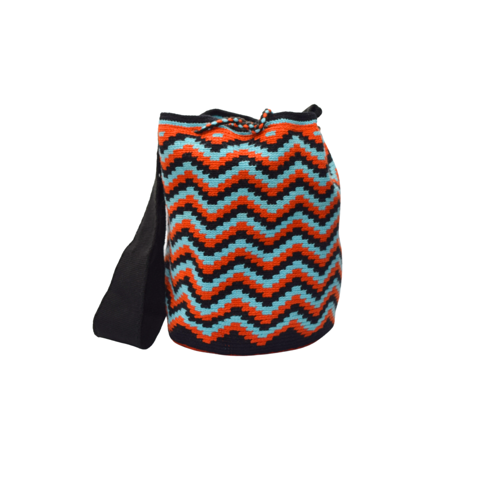 Wayuu mochila bag | Medium Traditional Deluxe | Zig Zag red blue and black