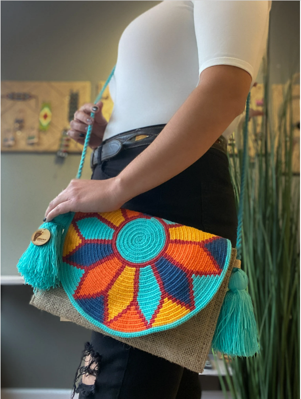 Rustic Yute | Envelope Shoulder Purse with Flap | Crossbody Bag | Handmade in Colombia