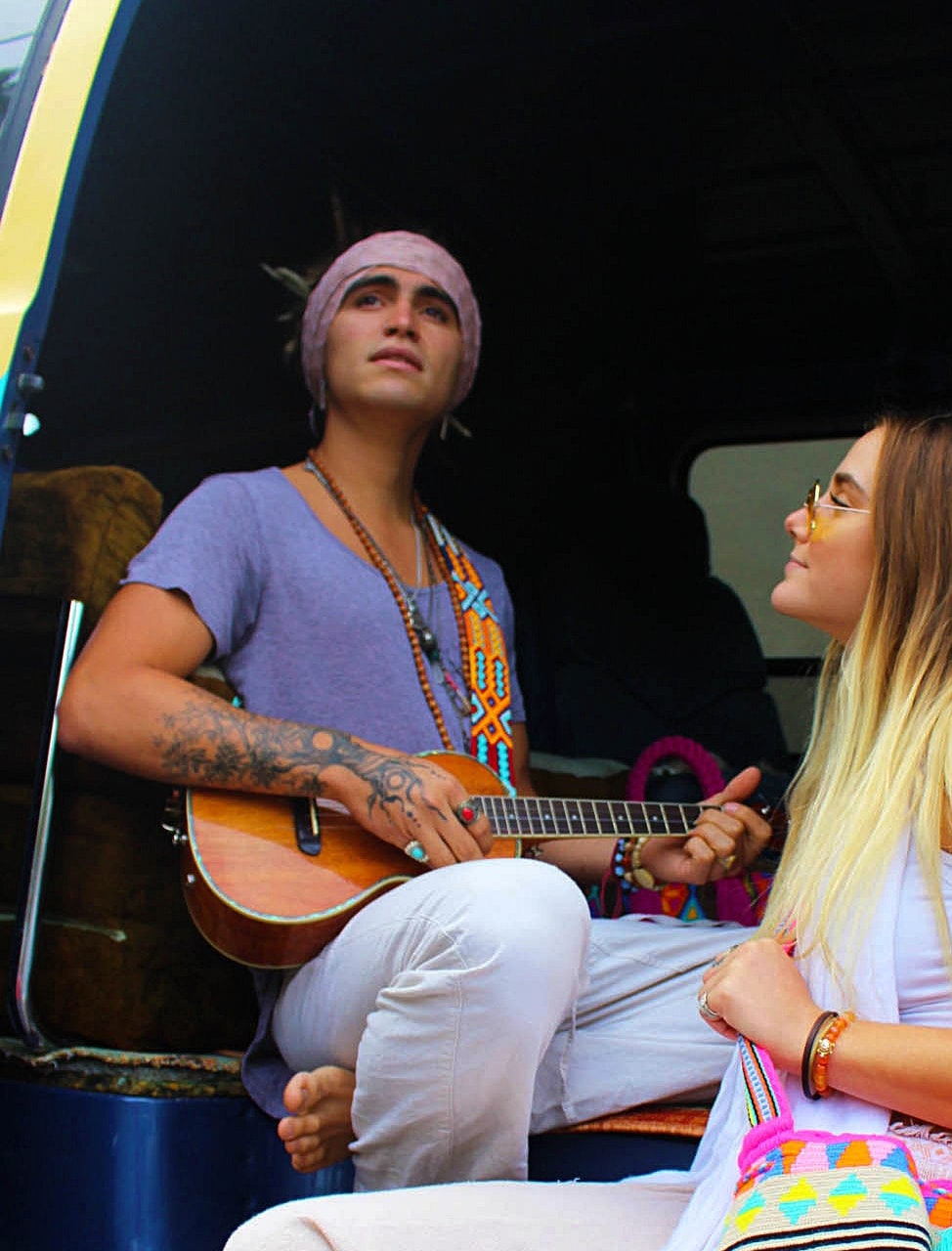 Handwoven Boho Wayuu Guitar Strap | Crochet Instrument Strap with Genuine Leather