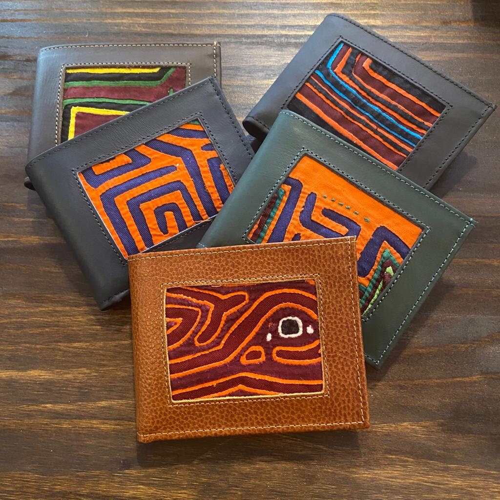 Man's Wallet Mola Square I Genuine One of a Kind Leather Wallet I  Mola Square Wallet from Colombia