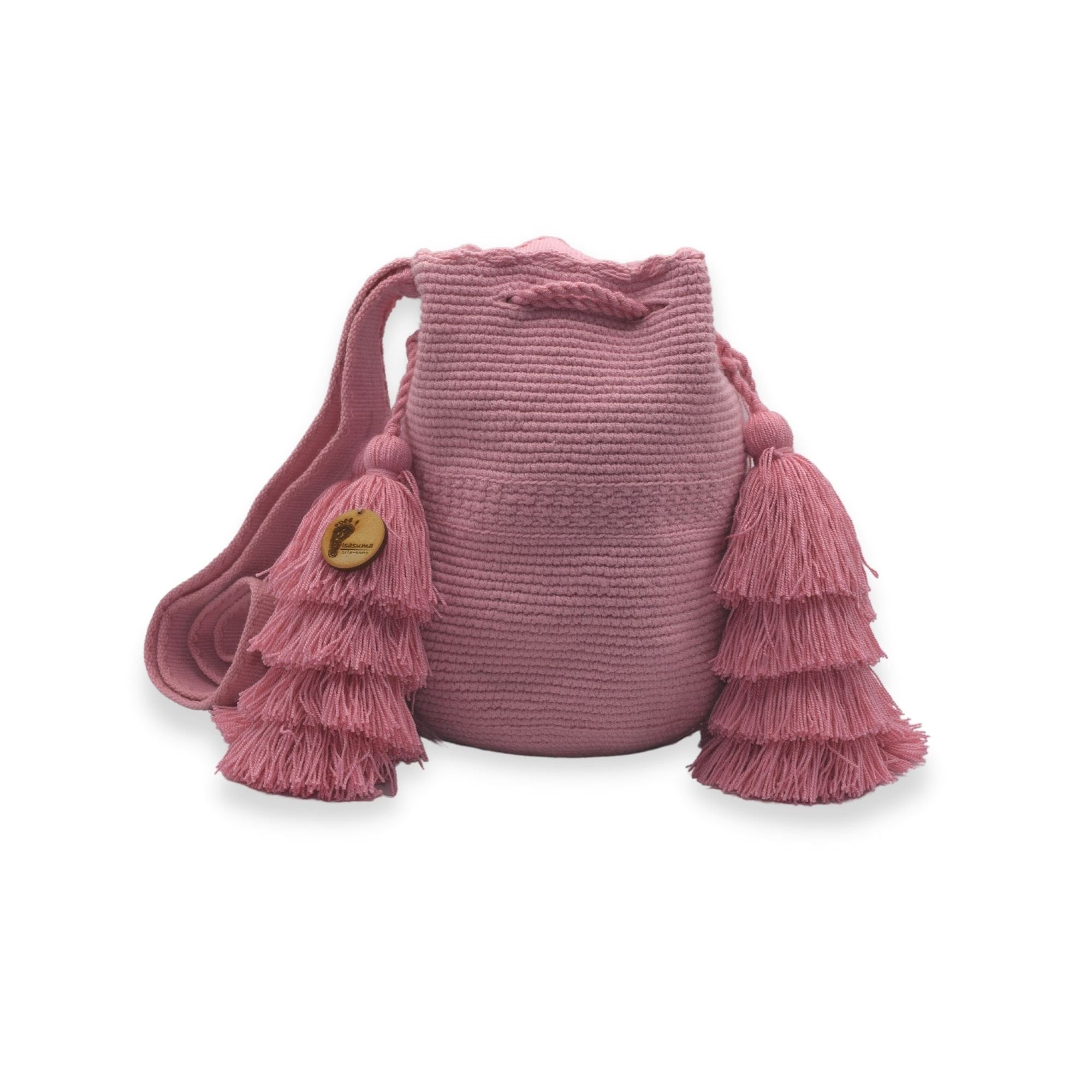 Medium Four Tassels Wayuu Mochila | Unicolor | Slate I Handmade