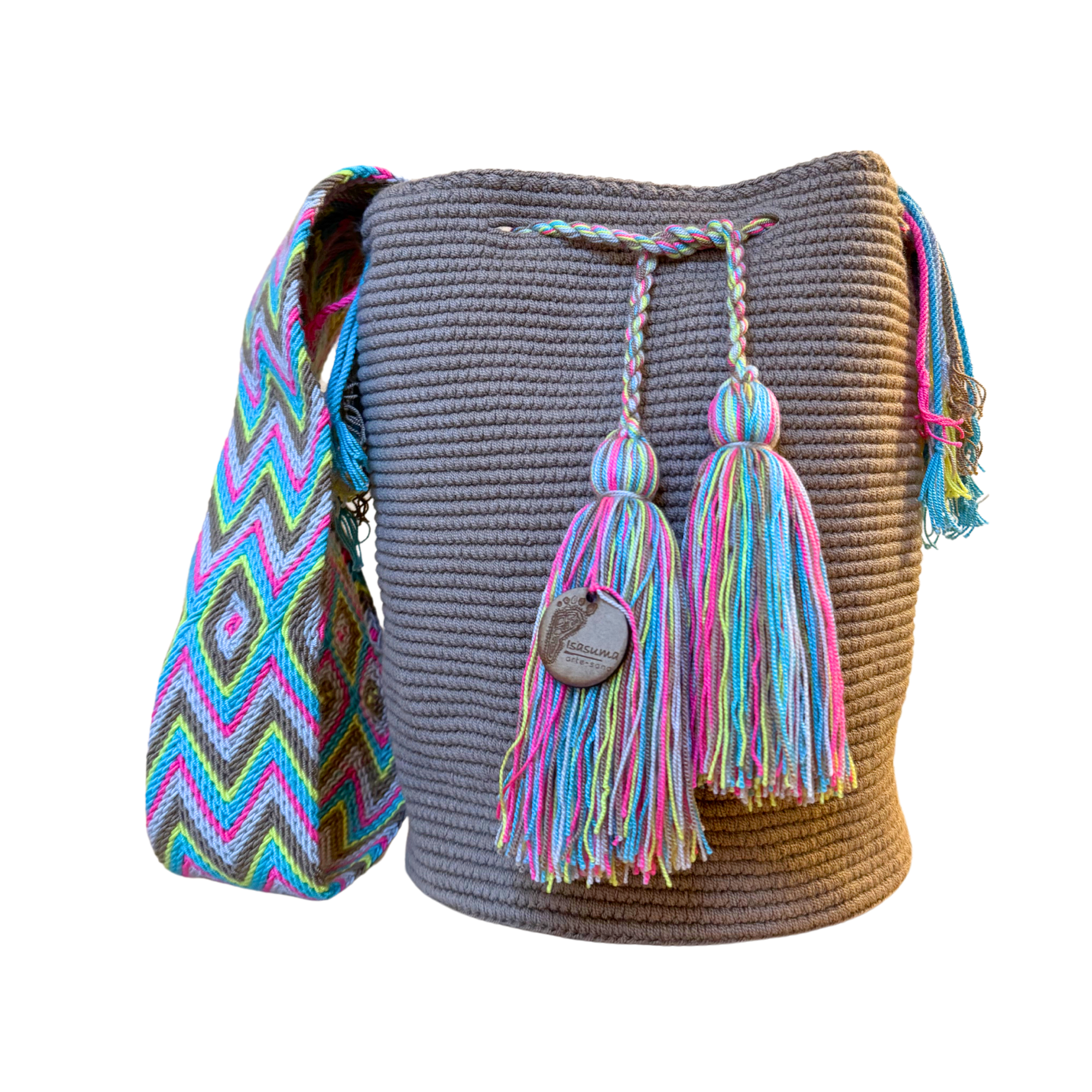 Large Unicolor Wayuu Mochila Bag | Brown Desert | Handmade in Colombia