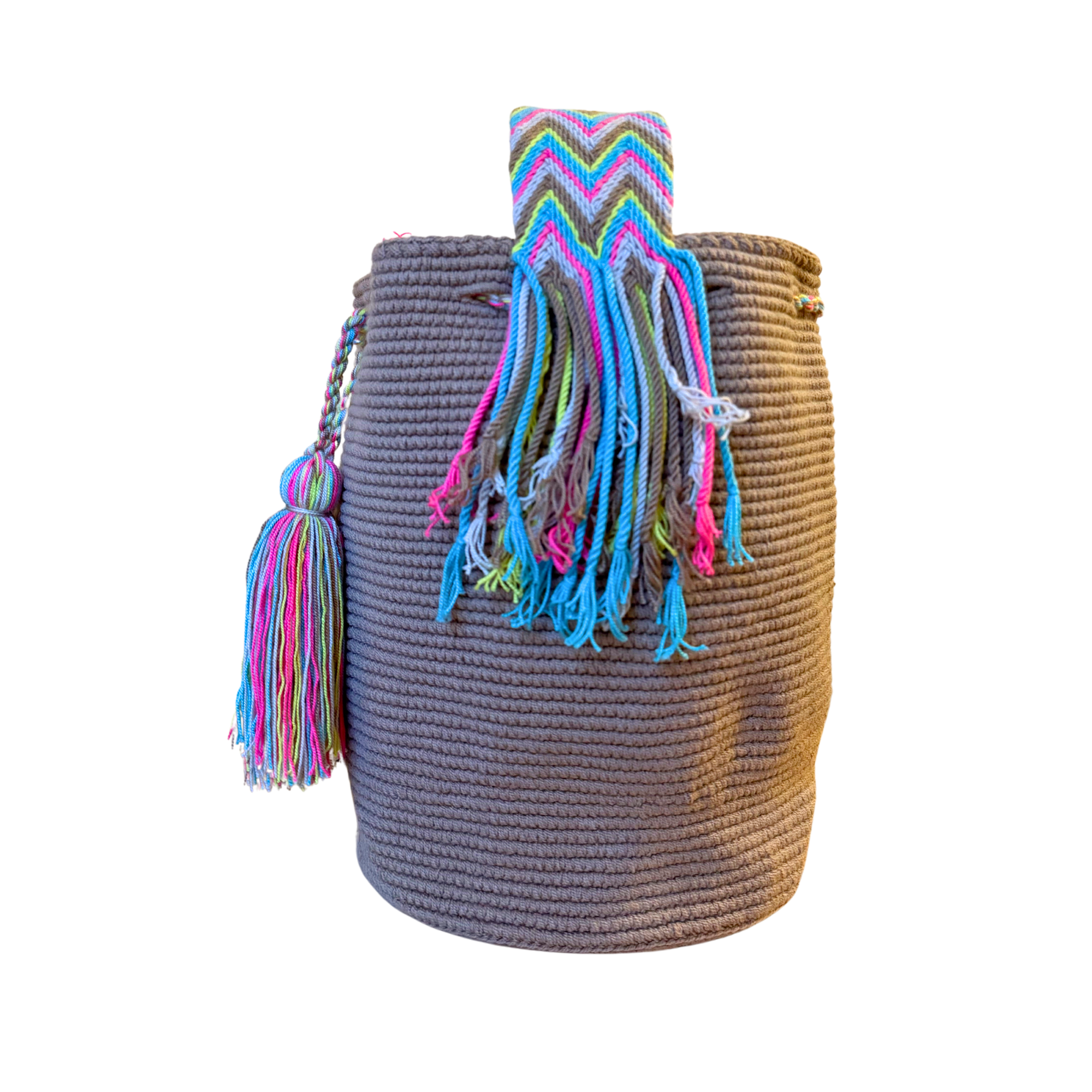 Large Unicolor Wayuu Mochila Bag | Brown Desert | Handmade in Colombia