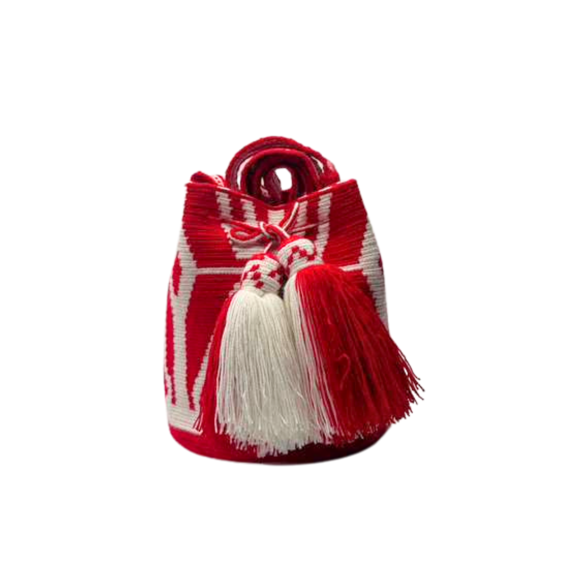 Wayuu mochila bag | Medium Tradicional Deluxe | Red and White