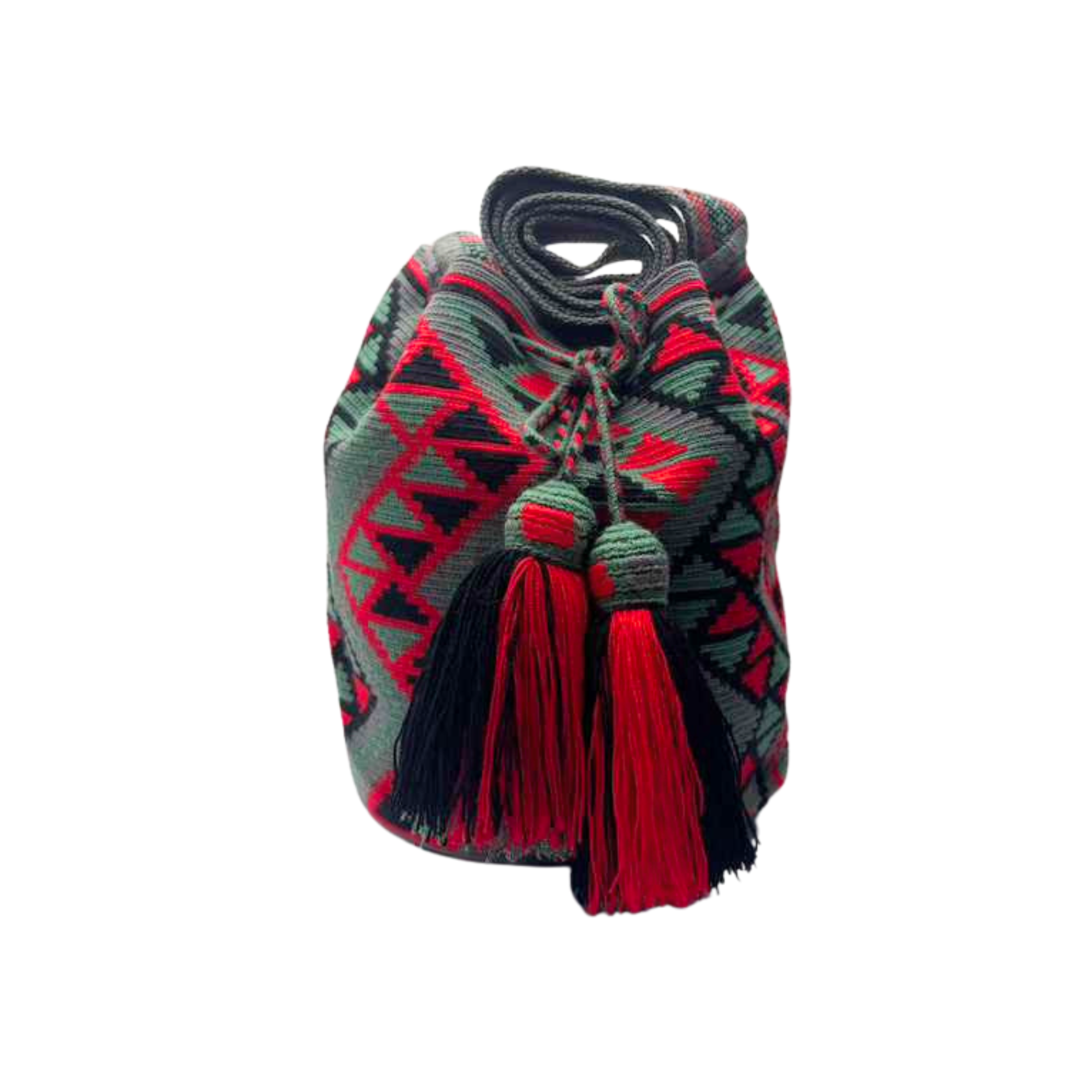 Wayuu mochila bag | Large Traditional Deluxe | Grey red and black