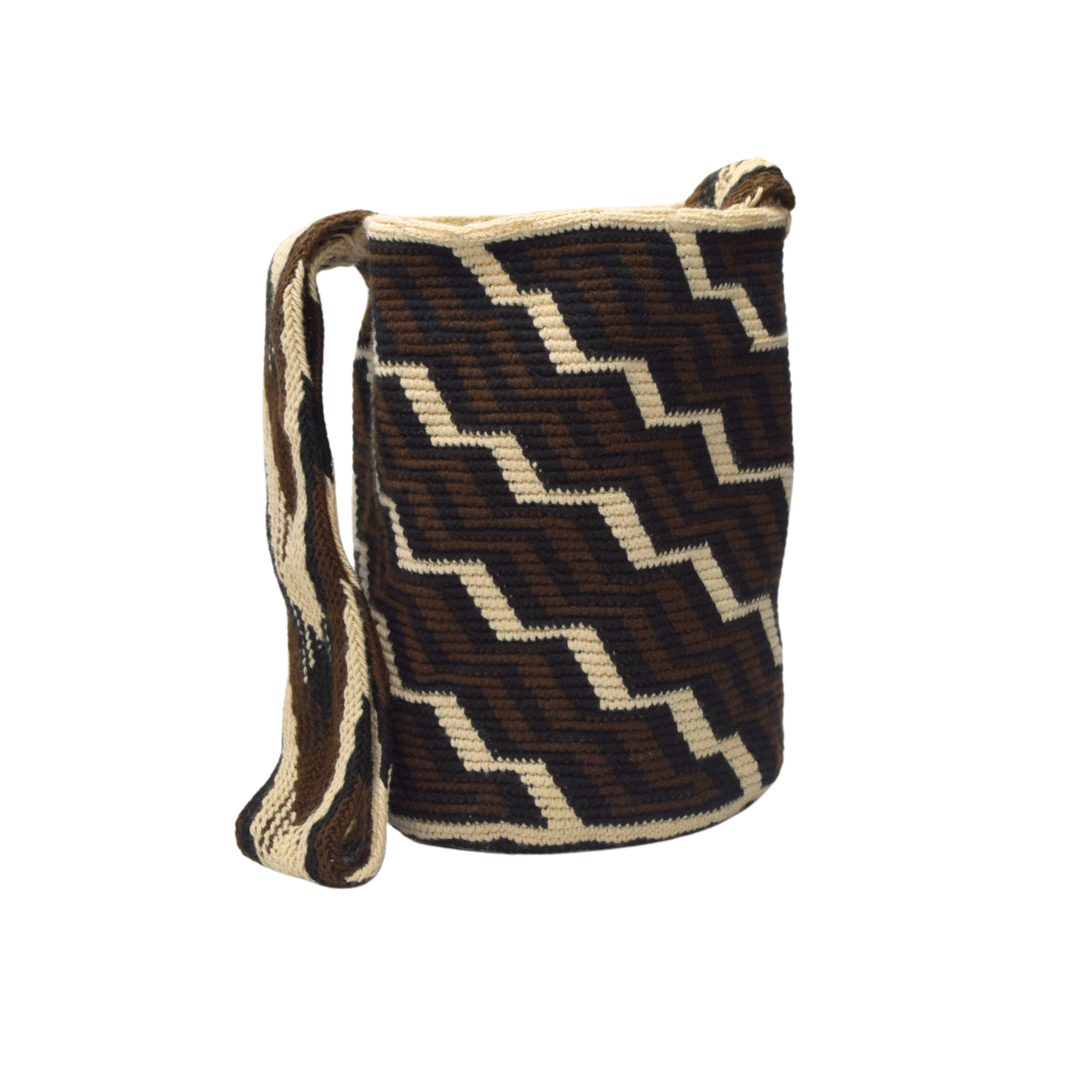 Wayuu mochila bag | Large Traditional Deluxe | Brown Arhuaca Style