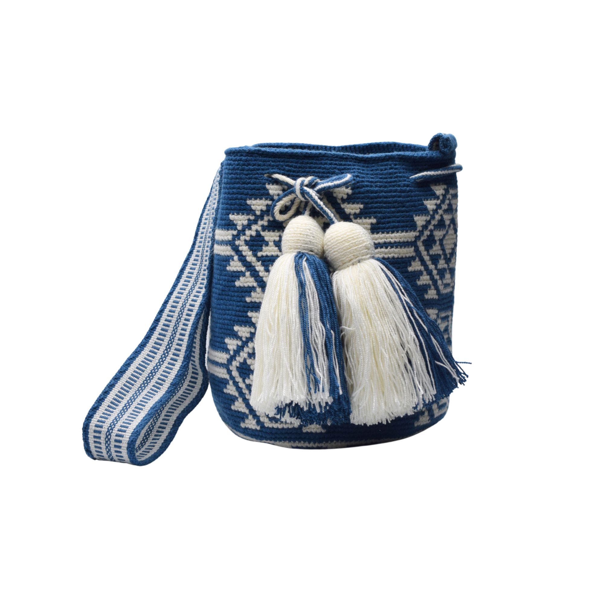 Wayuu mochila bag | Medium Traditional Deluxe | Blue