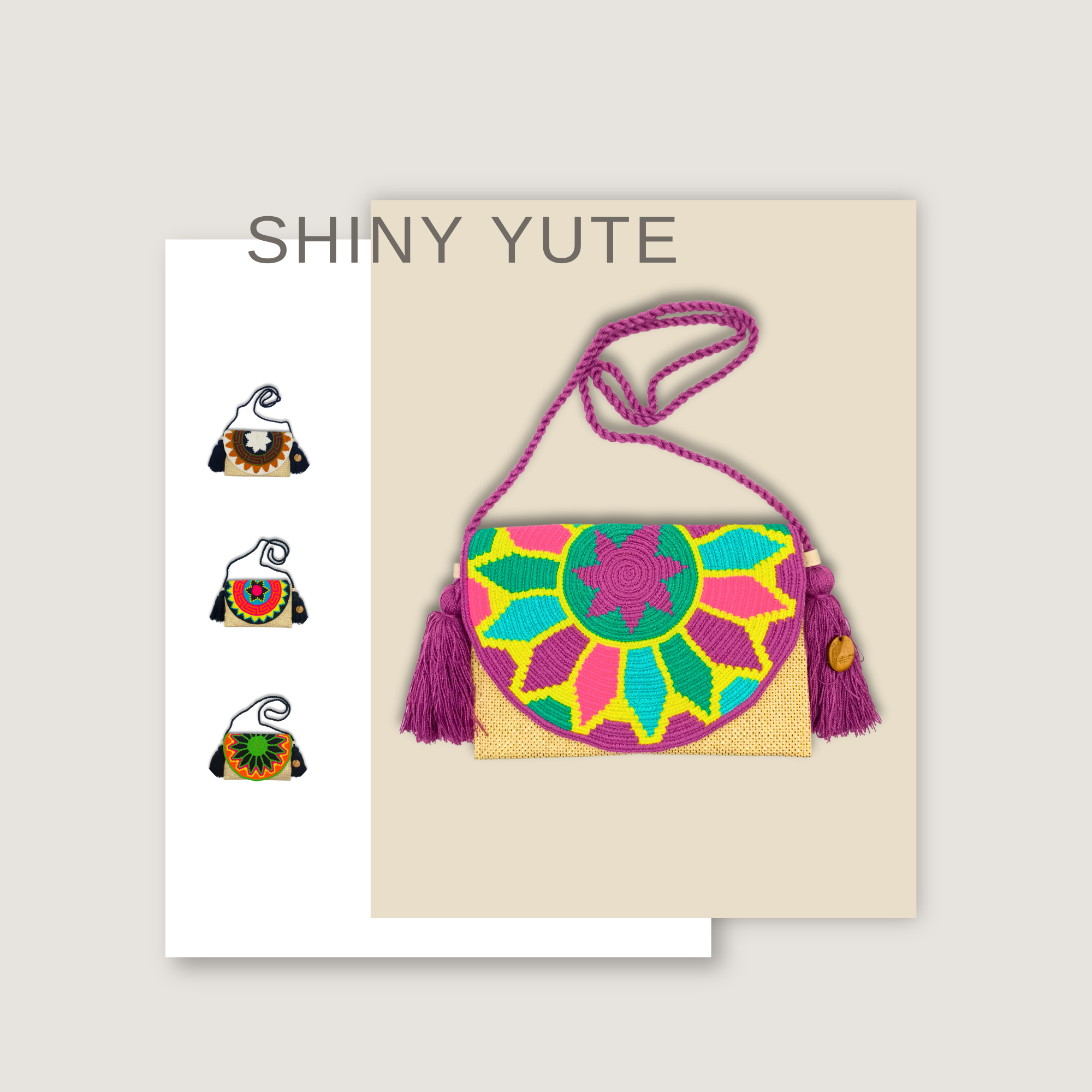 Shiny Yute | Envelope Shoulder Purse with Flap | Crossbody Bag | Handmade in Colombia