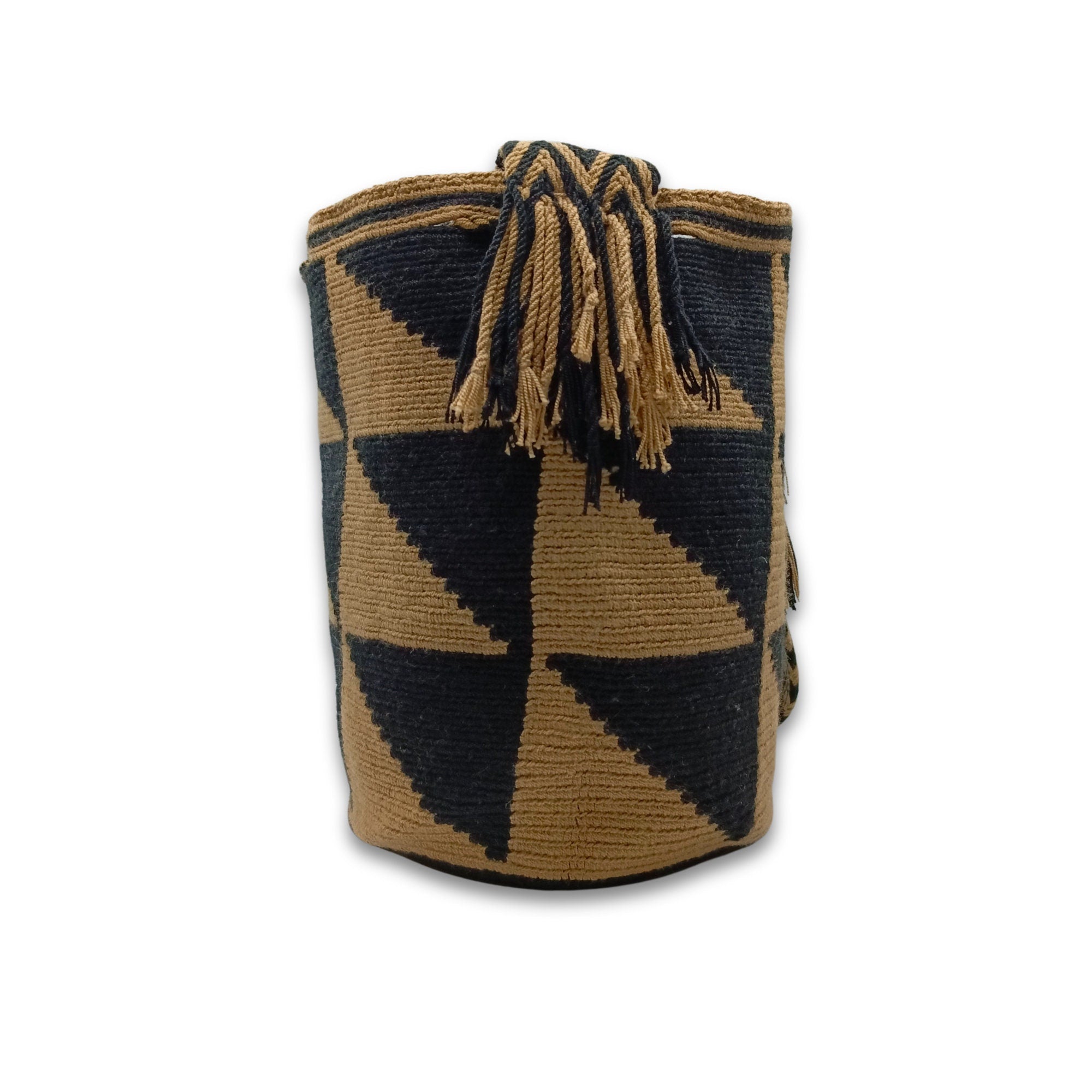 Wayuu mochila bag | Large Tradicional | Triangles Black and Brown