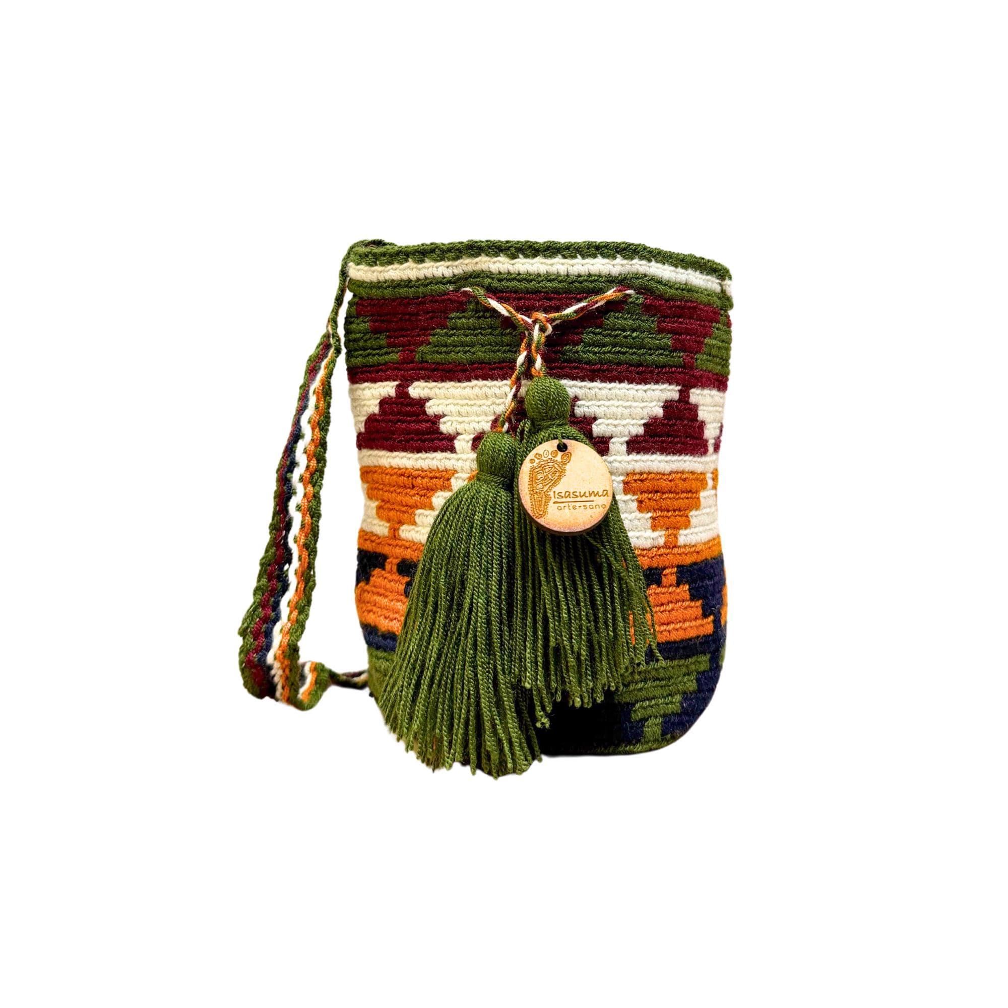 MiniTraditional Wayuu Mochila Bag | Woven Crossbody | Handmade | Boho | burgundy triangles