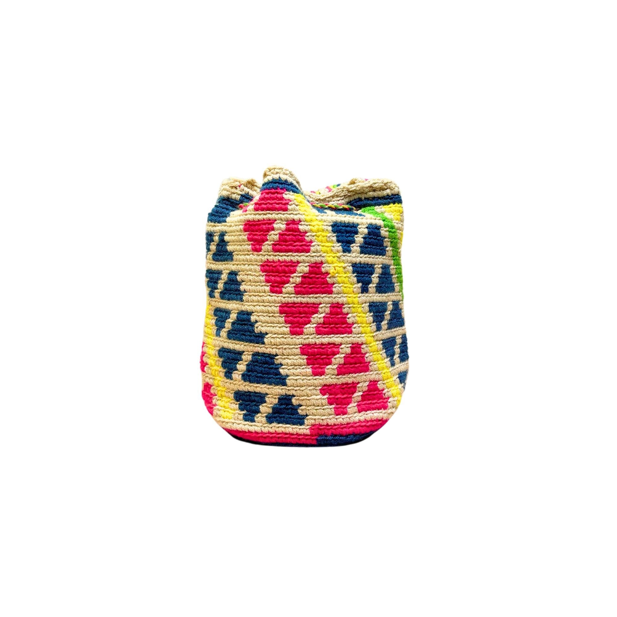 MiniTraditional Wayuu Mochila Bag | Woven Crossbody | Handmade | Boho | Colofull triangles