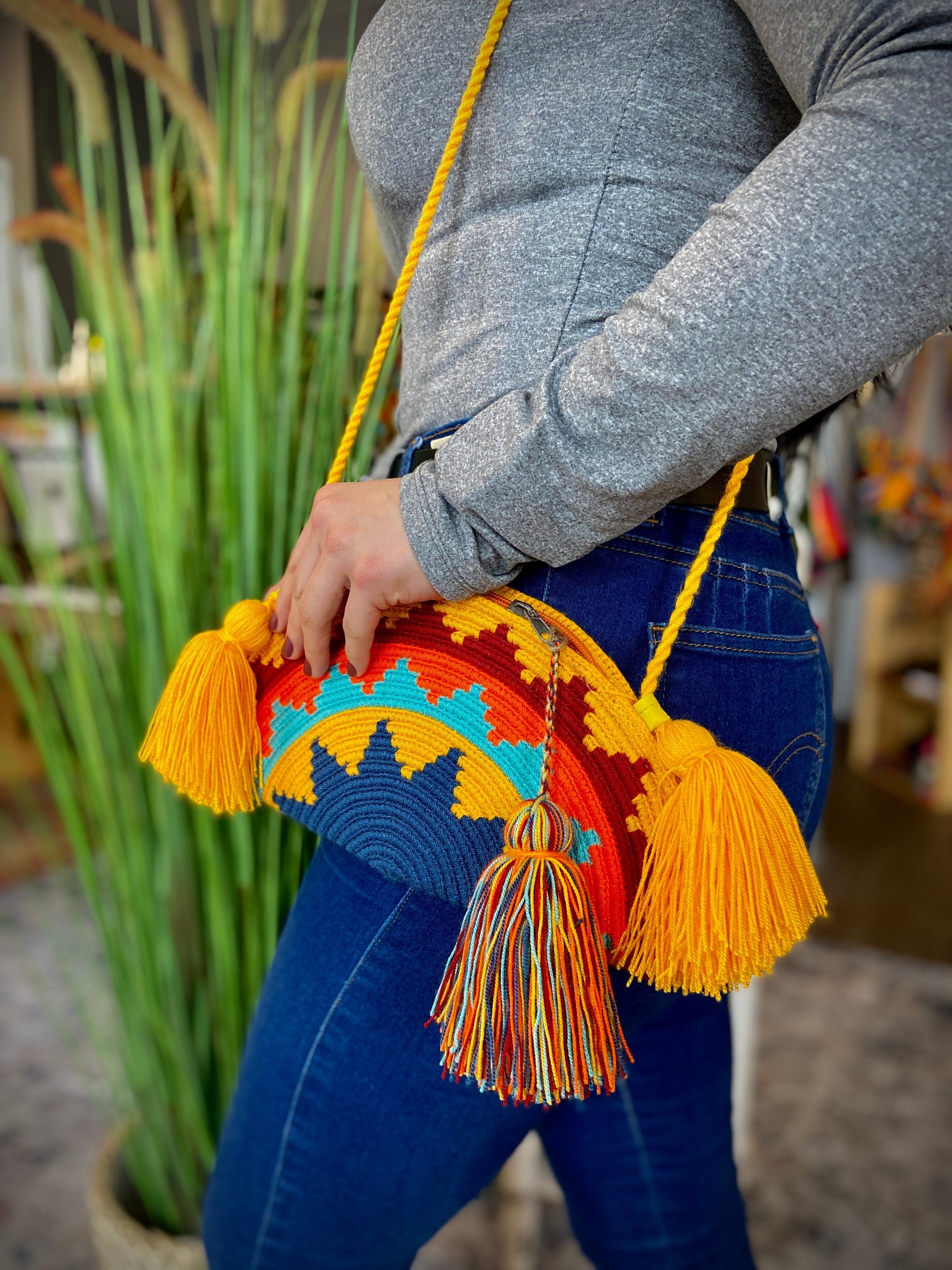 Crossbody Wayuu Purse Clutch with Tassels | Handmade in Colombia