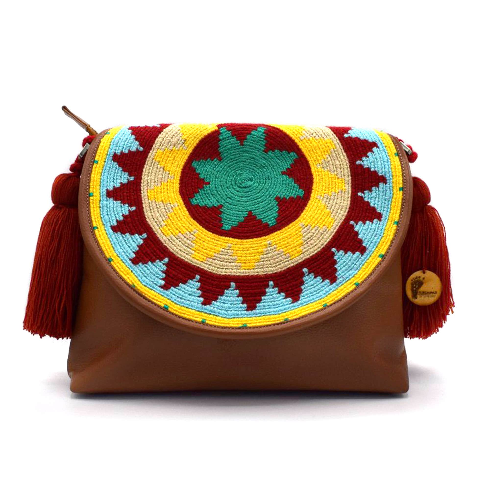 Authentic Leather Purse with Wayuu Flap | Handmade in Colombia