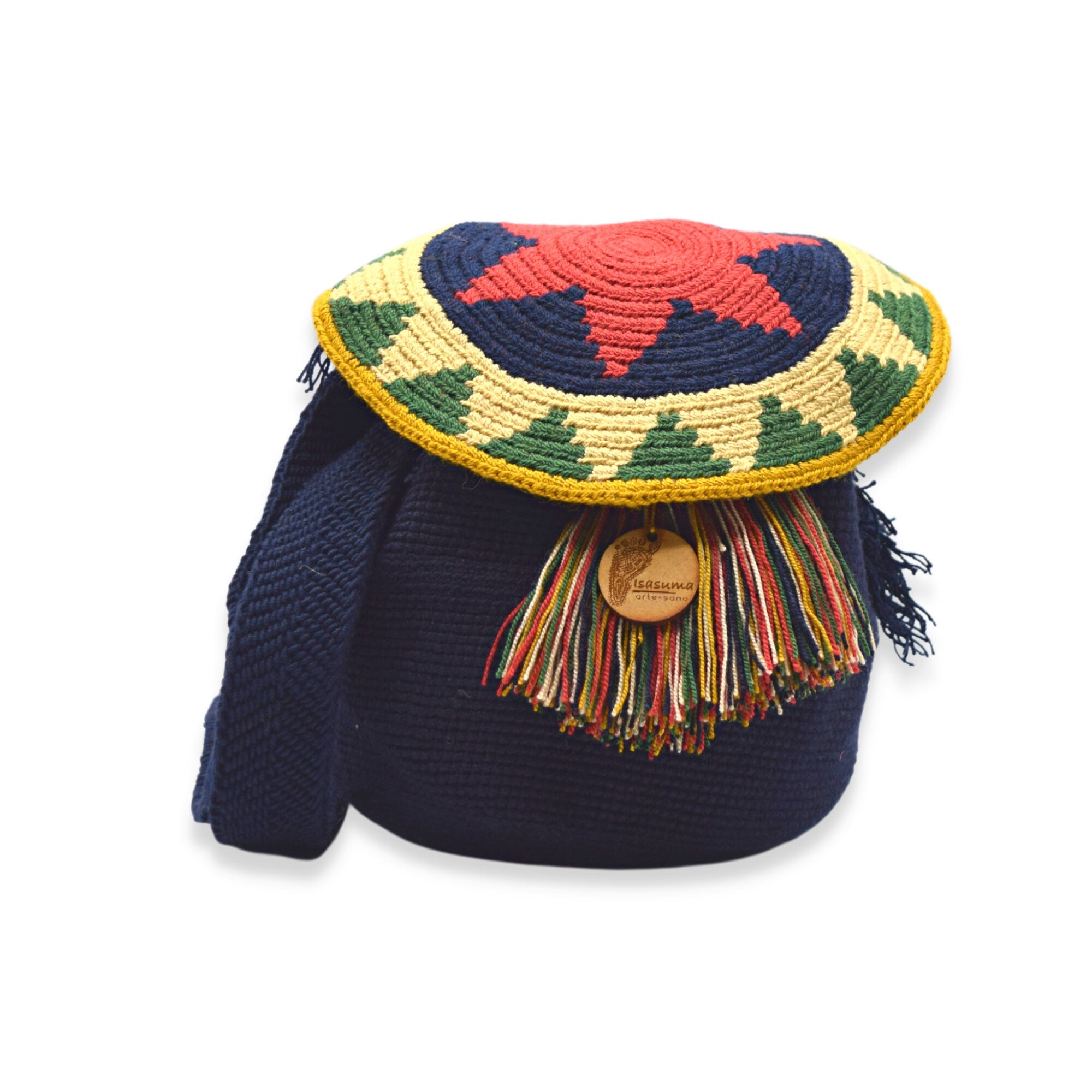 Wayuu Medium Bag with Flap Top | Unicolor Blue