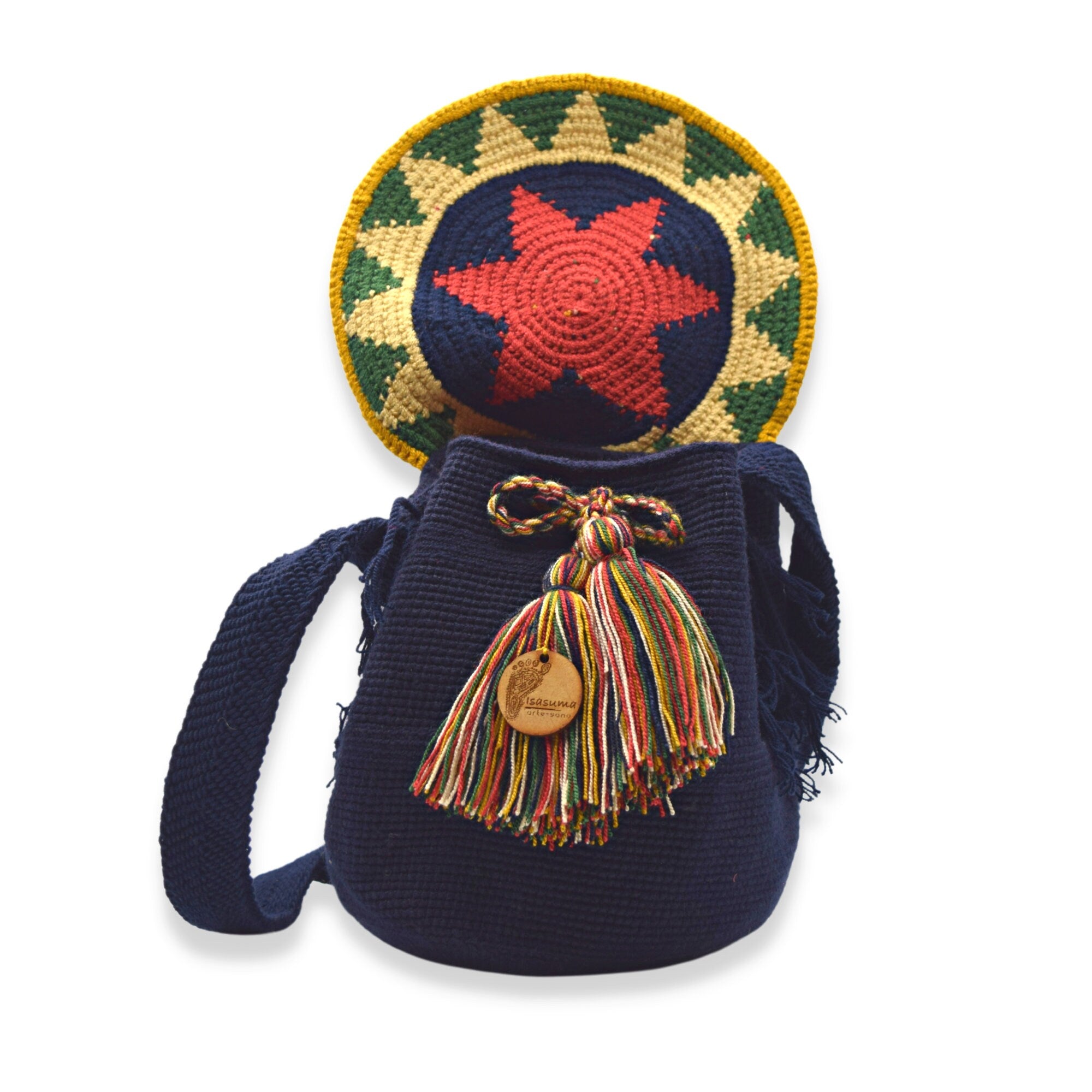 Wayuu Medium Bag with Flap Top | Unicolor Blue