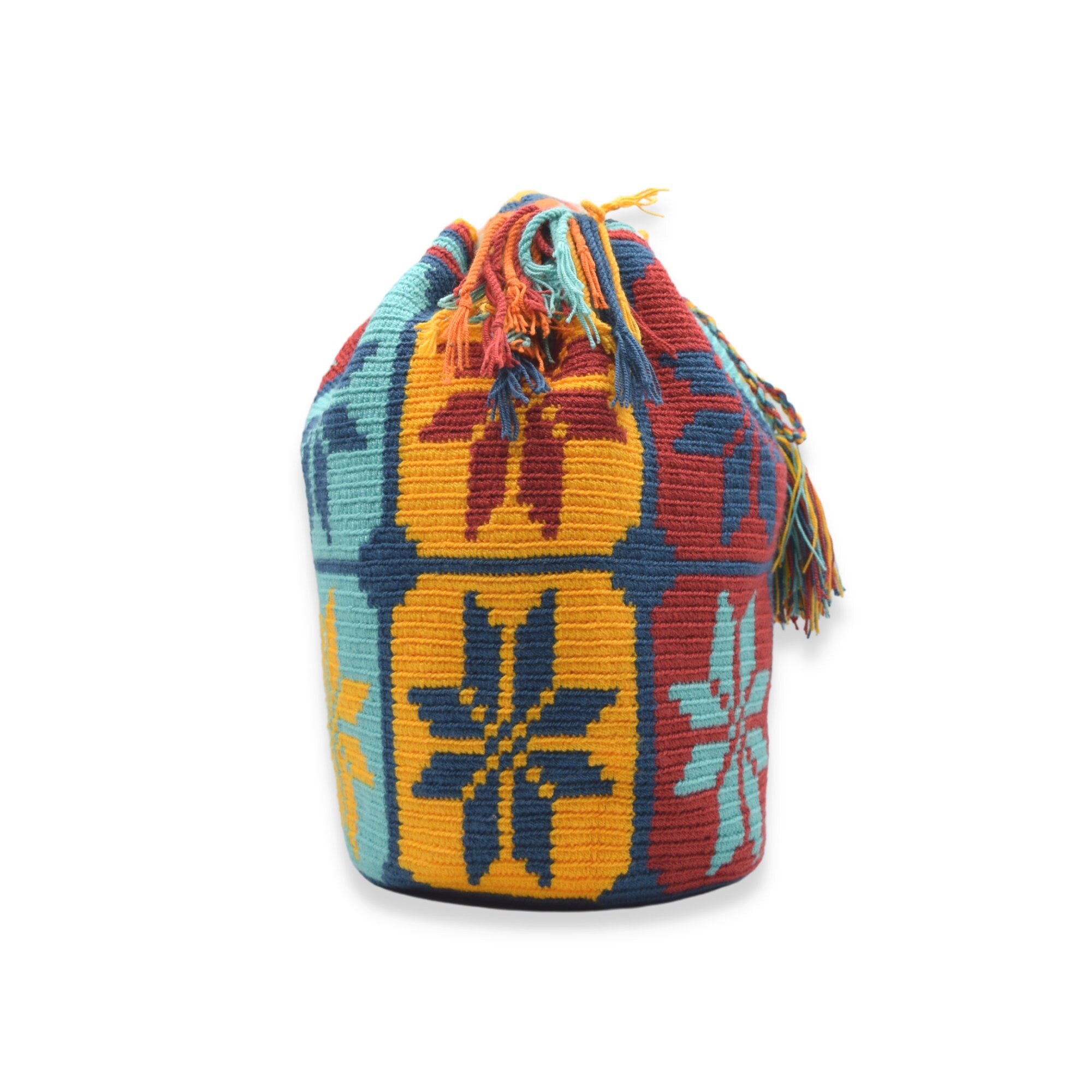 Wayuu mochila bag | Large Tradicional | Sunset Colors Flowers