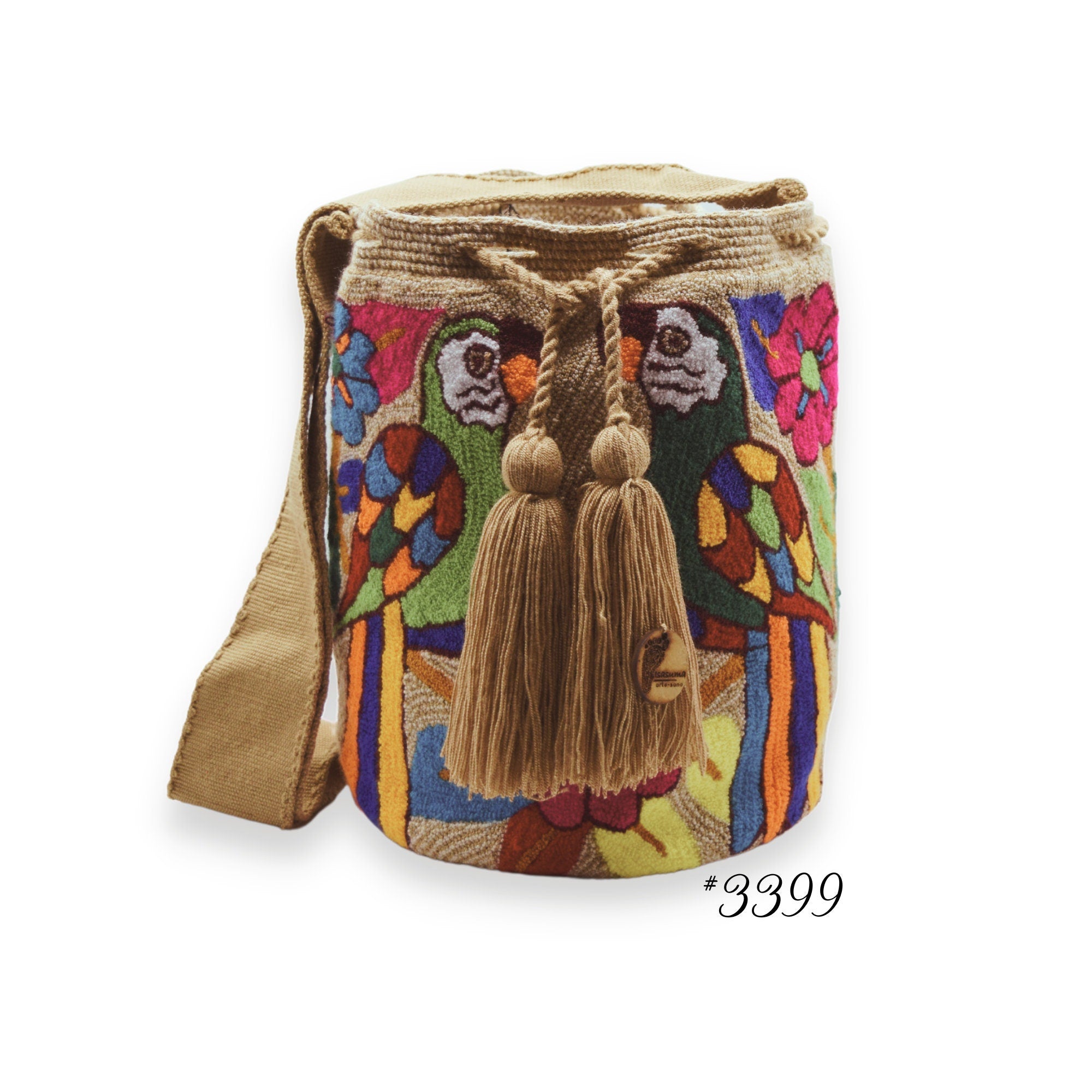 Large Tapizada Wayuu Mochila Bag | Lined Punch Needle Crossbody Shoulder Bag