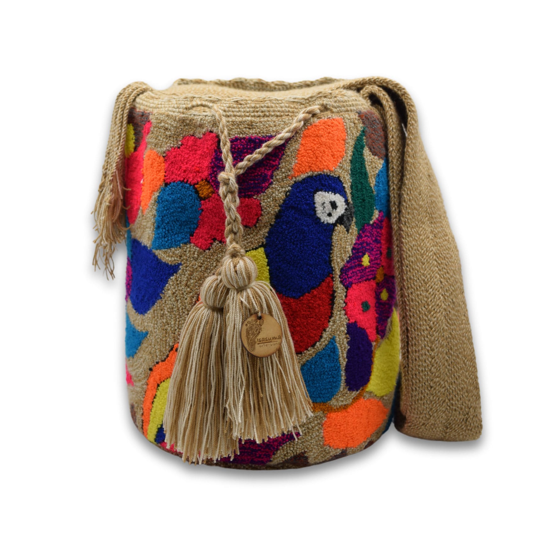 Wayuu Mochila Bag | Large Tapizada | Handmade in Colombia | Parrot