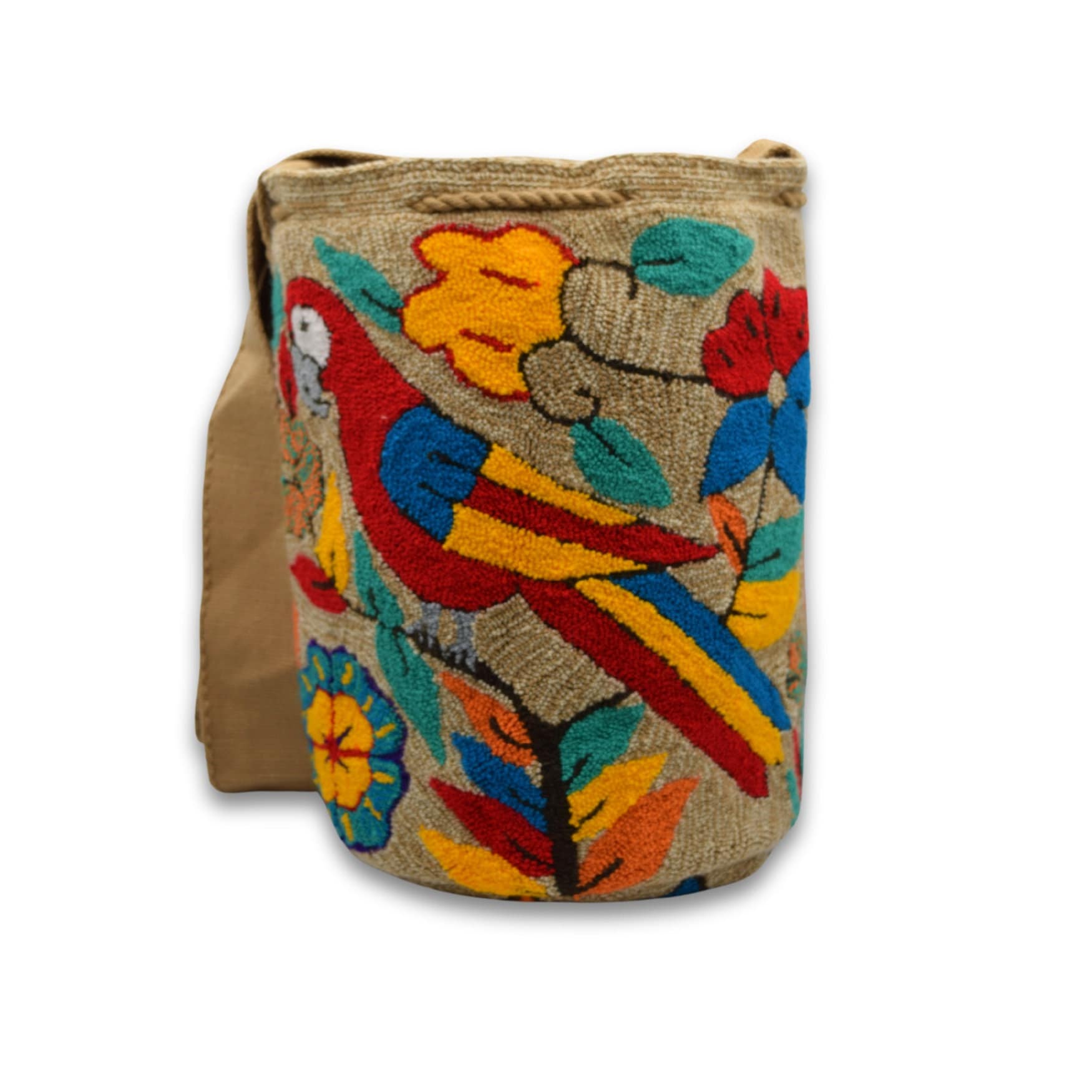 Wayuu Mochila Bag | Large Tapizada | Handmade in Colombia | Red Parrot