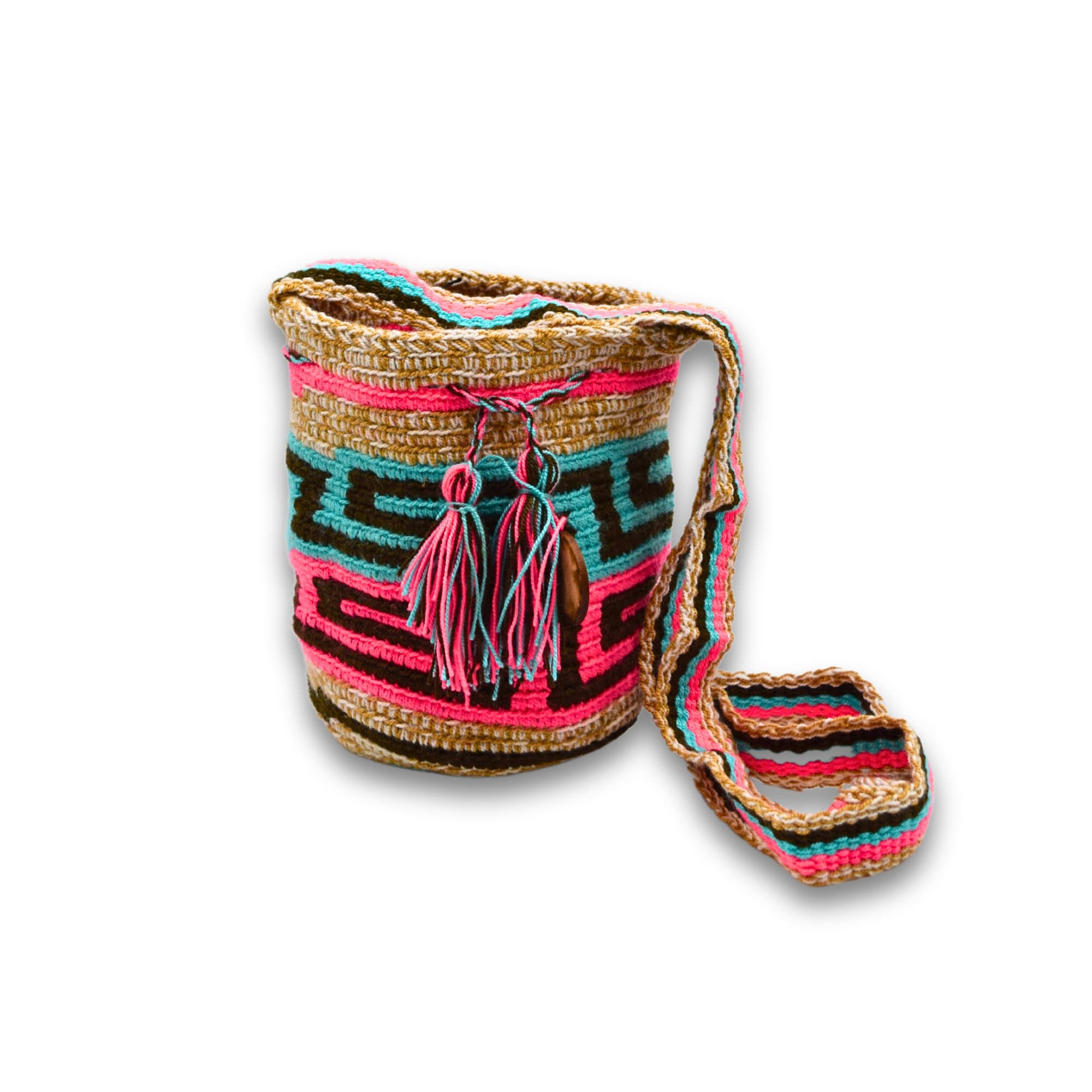 Mini Traditional Wayuu Mochila Bag | Woven Crossbody | Figures