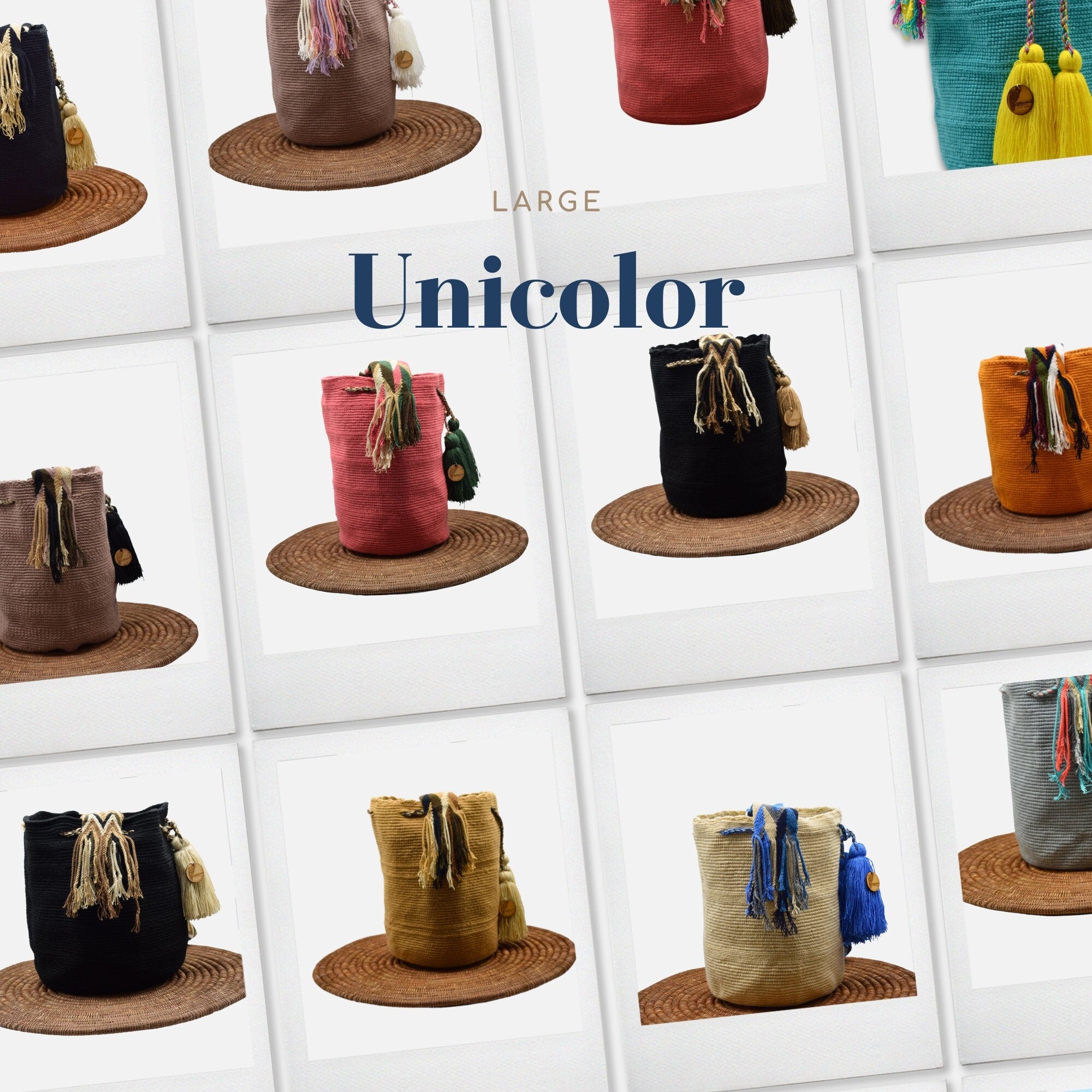 LARGE Turquoise  Unicolor Wayuu Mochila Bag | Woven Crossbody Bucket Bag | Handmade