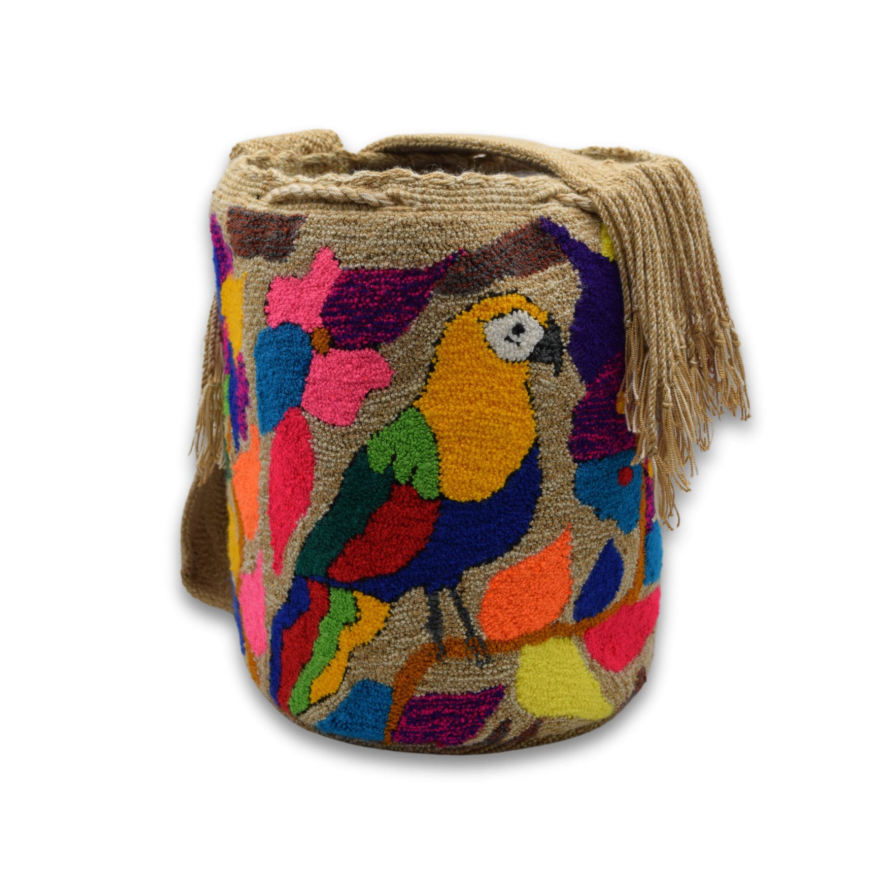 Wayuu Mochila Bag | Large Tapizada | Handmade in Colombia | Parrot