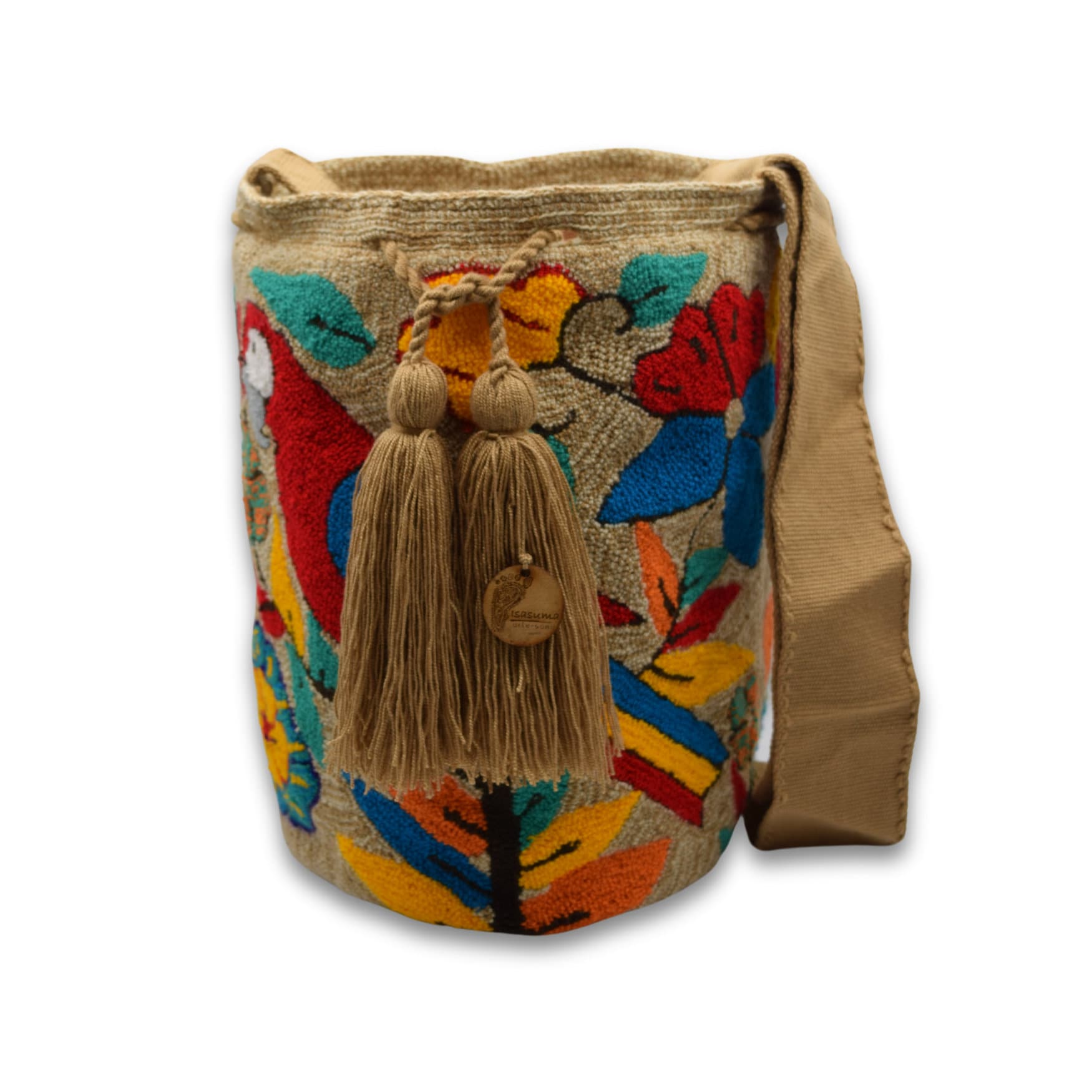 Wayuu Mochila Bag | Large Tapizada | Handmade in Colombia | Red Parrot
