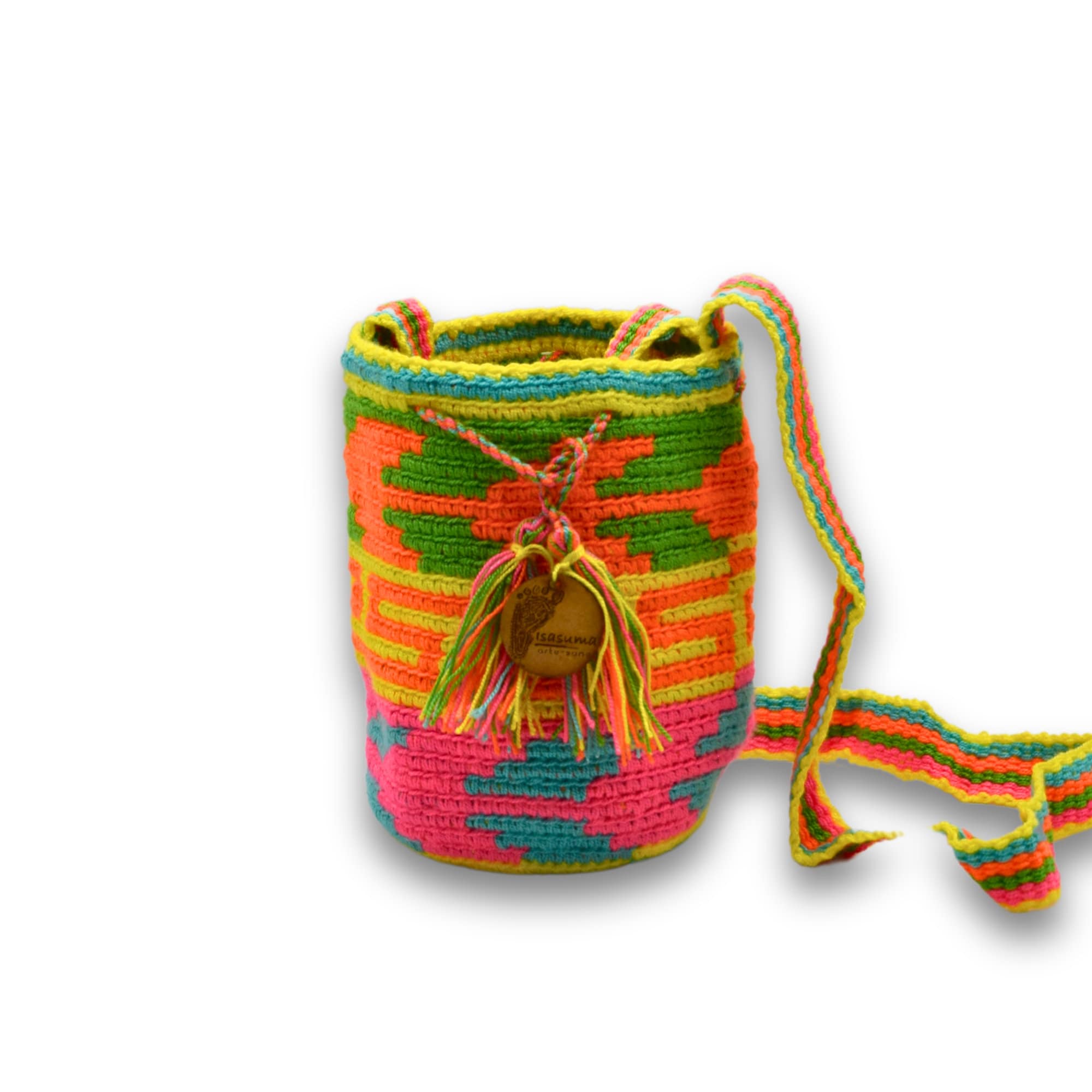 Mini Traditional Wayuu Mochila Bag | Woven Crossbody | Handmade | Boho | Neon colors