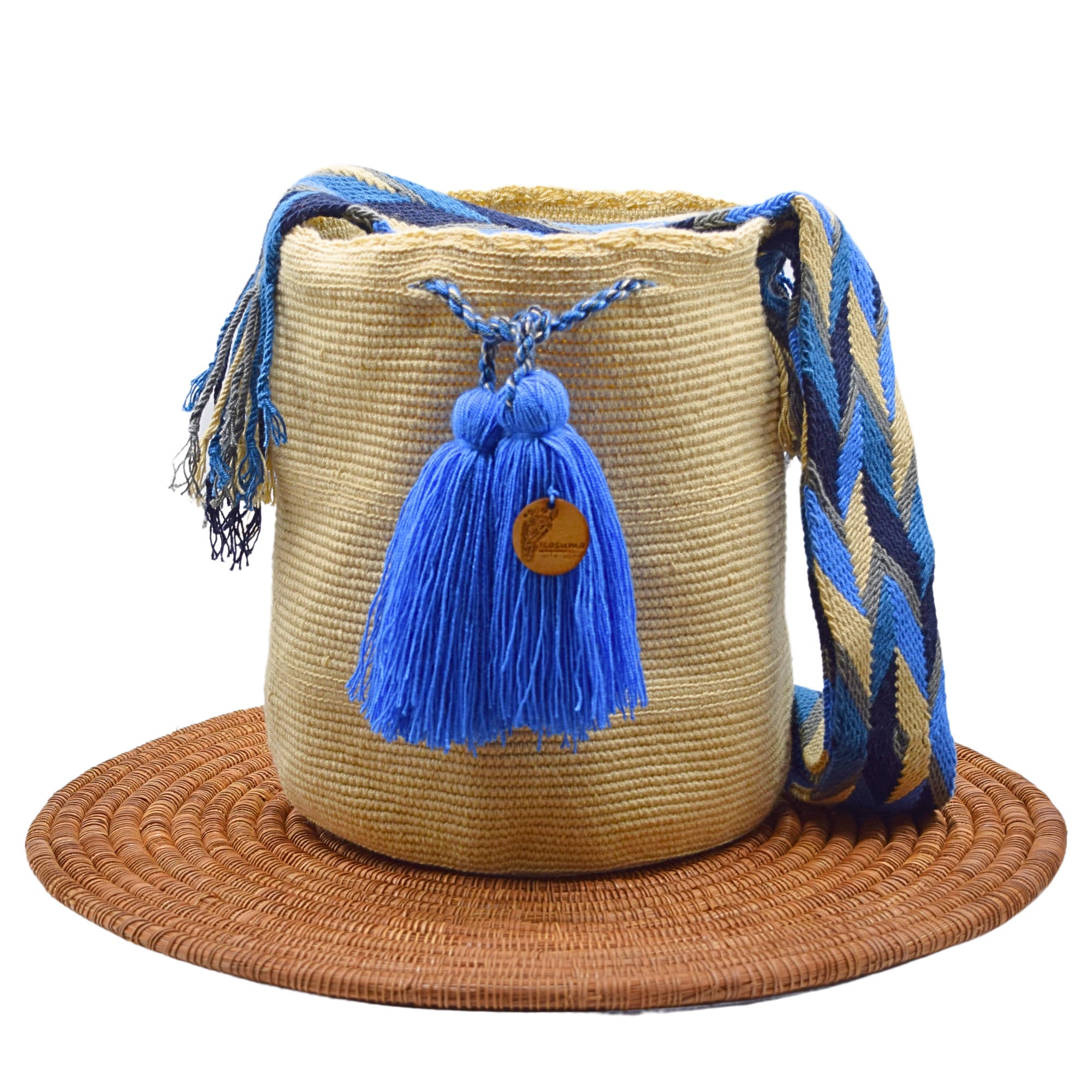 Large Beige Unicolor Wayuu Mochila Bag | Handmade | Boho